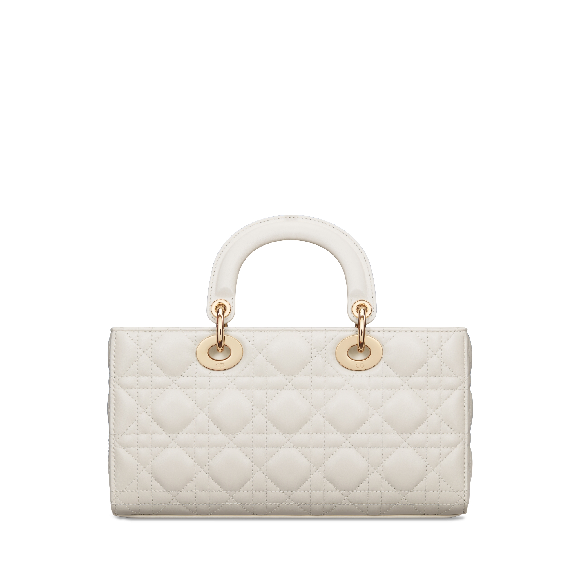 中号 Lady D-Joy 手袋 奶白色羊皮革藤格纹 E08