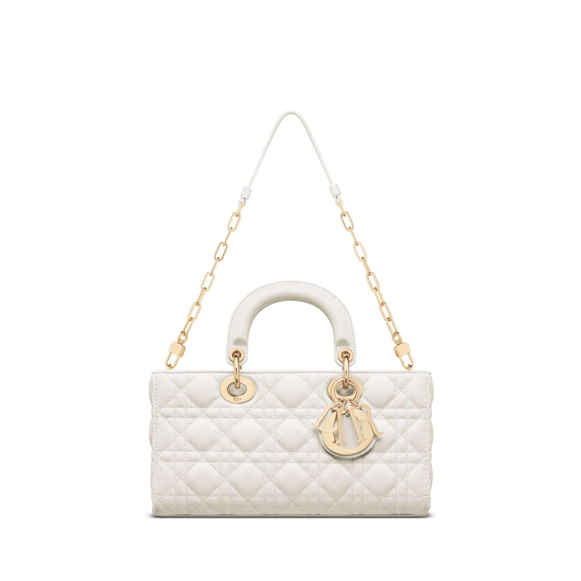 中号 Lady D-Joy 手袋 奶白色羊皮革藤格纹 E10