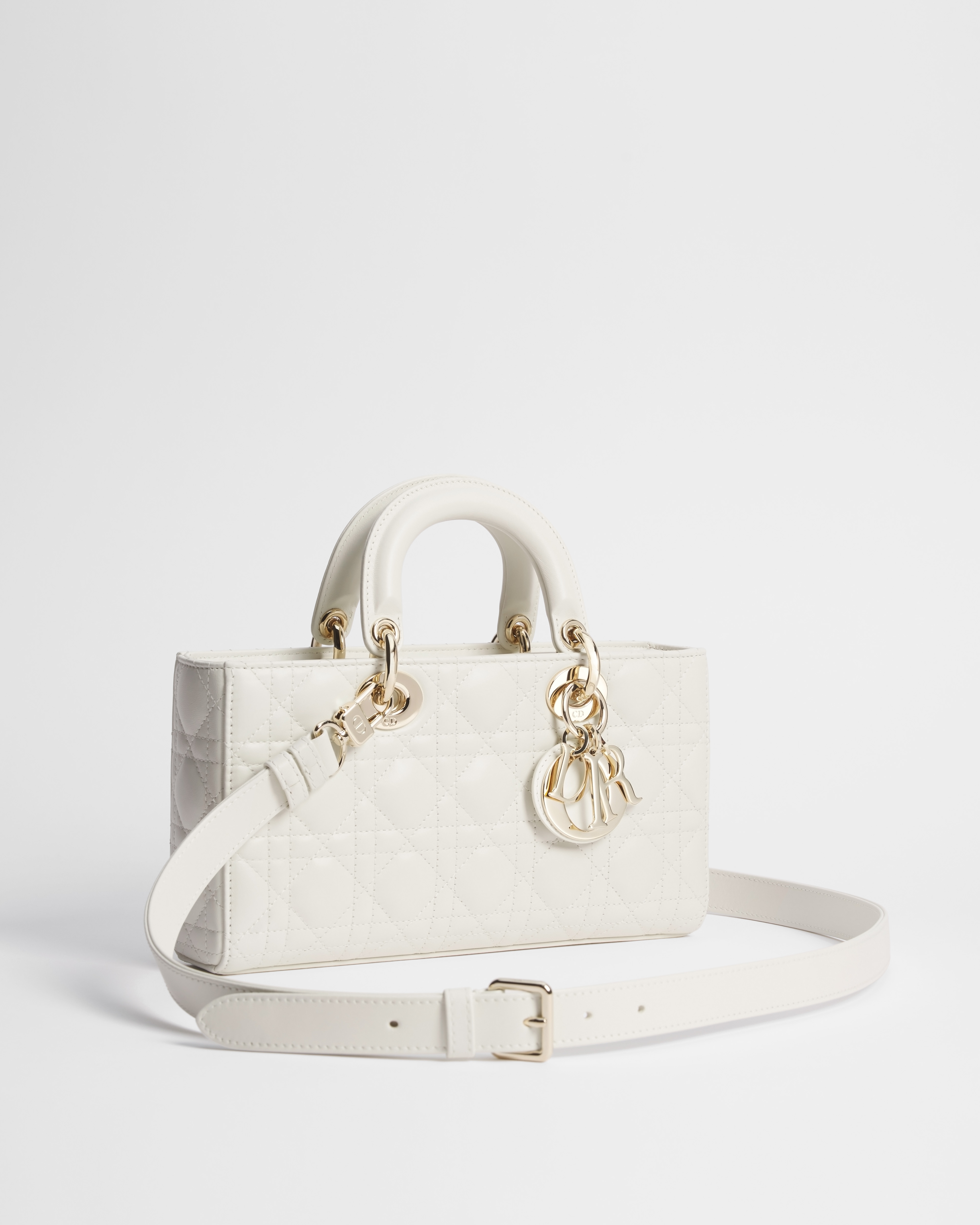 中号 Lady D-Joy 手袋 奶白色羊皮革藤格纹 E03