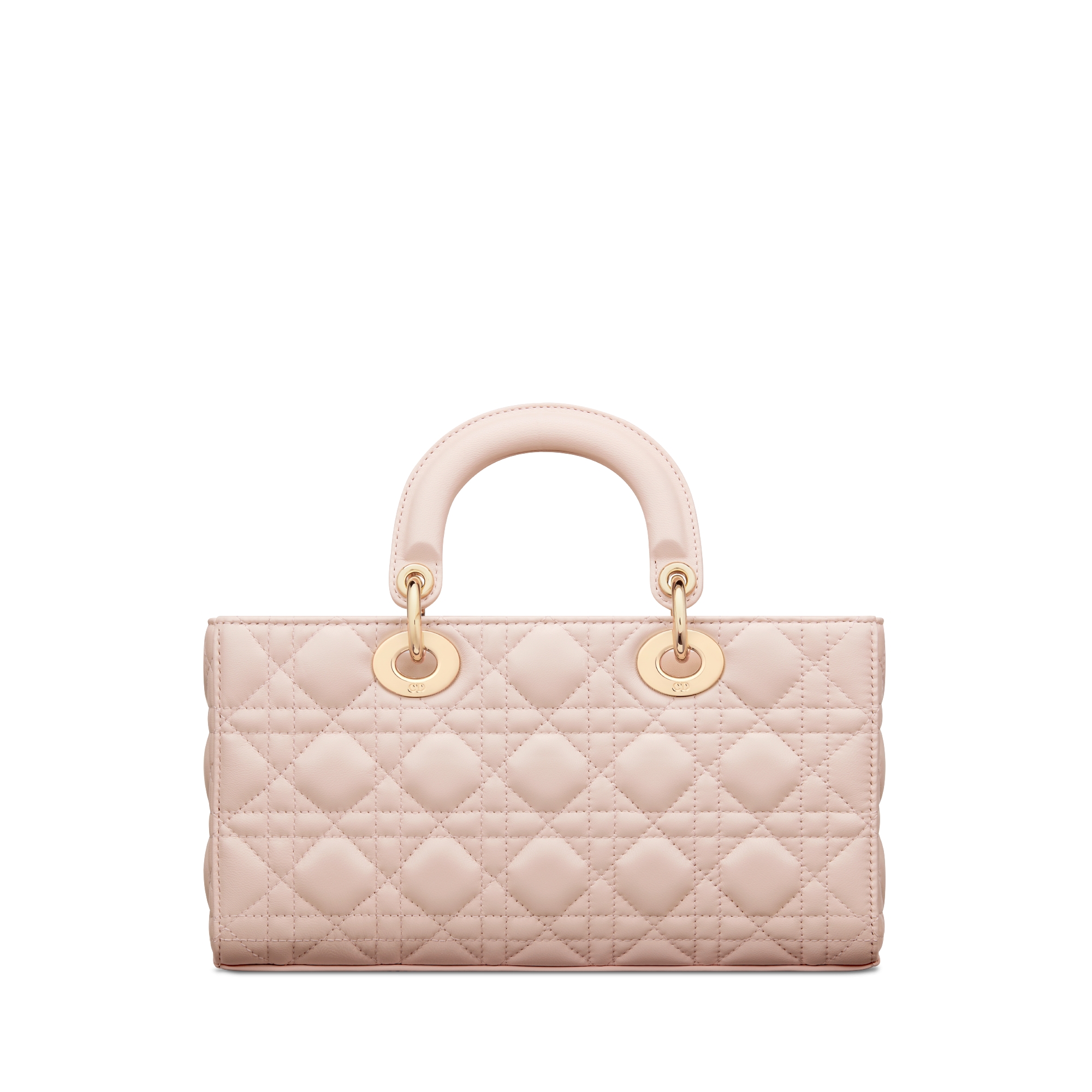 中号 Lady D-Joy 手袋 胭脂粉色羊皮革藤格纹 E08