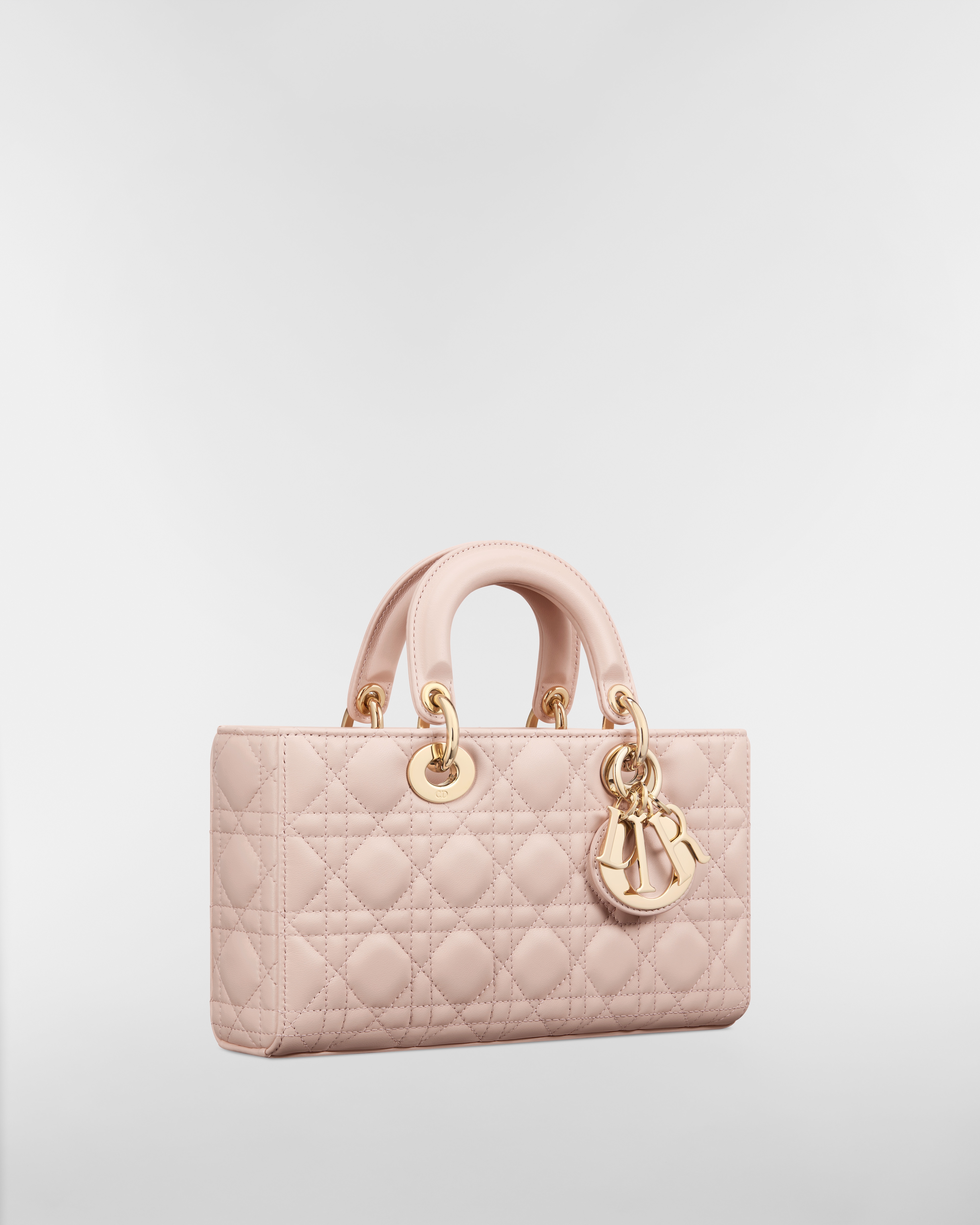 中号 Lady D-Joy 手袋 胭脂粉色羊皮革藤格纹 E03