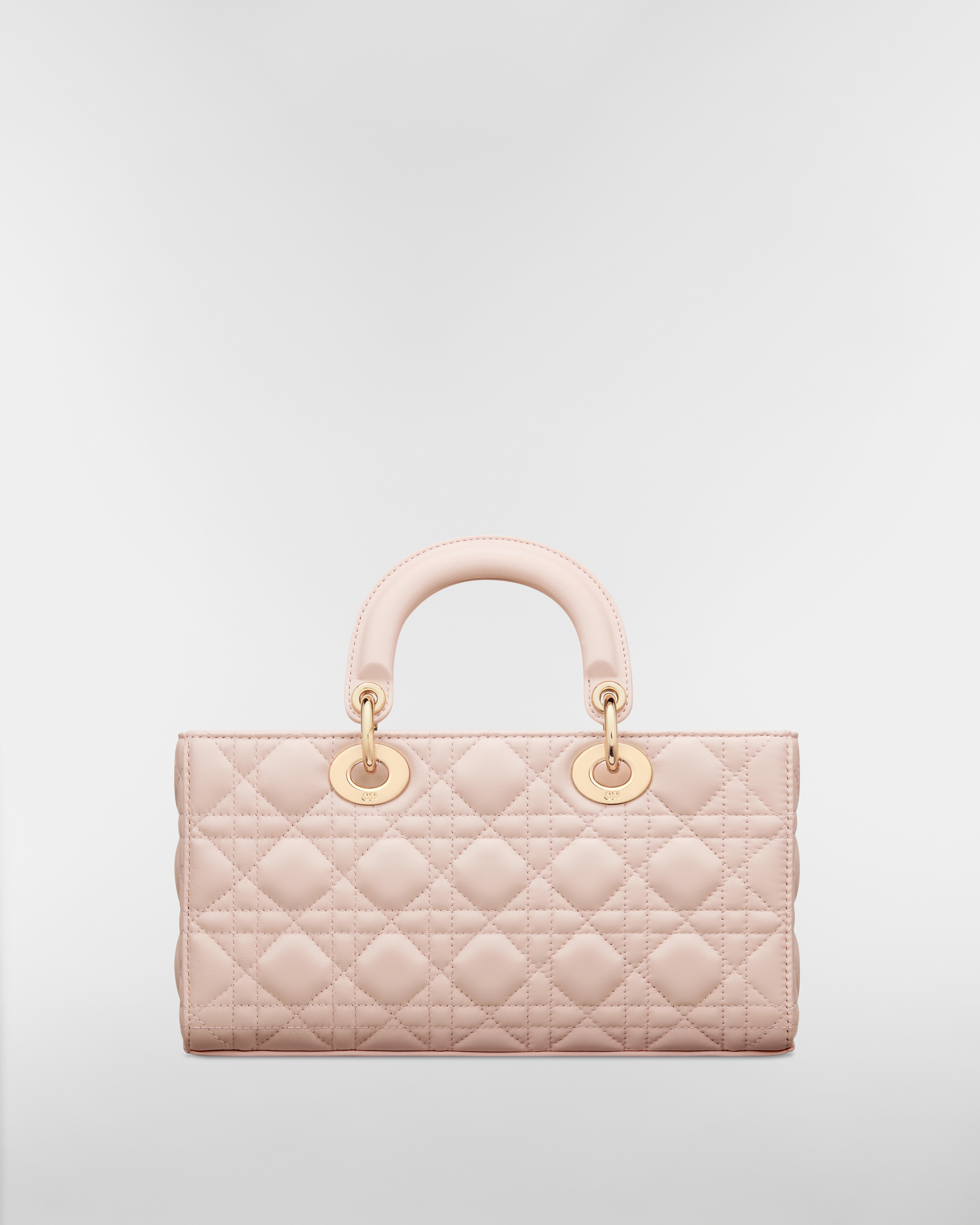 中号 Lady D-Joy 手袋 胭脂粉色羊皮革藤格纹 E08