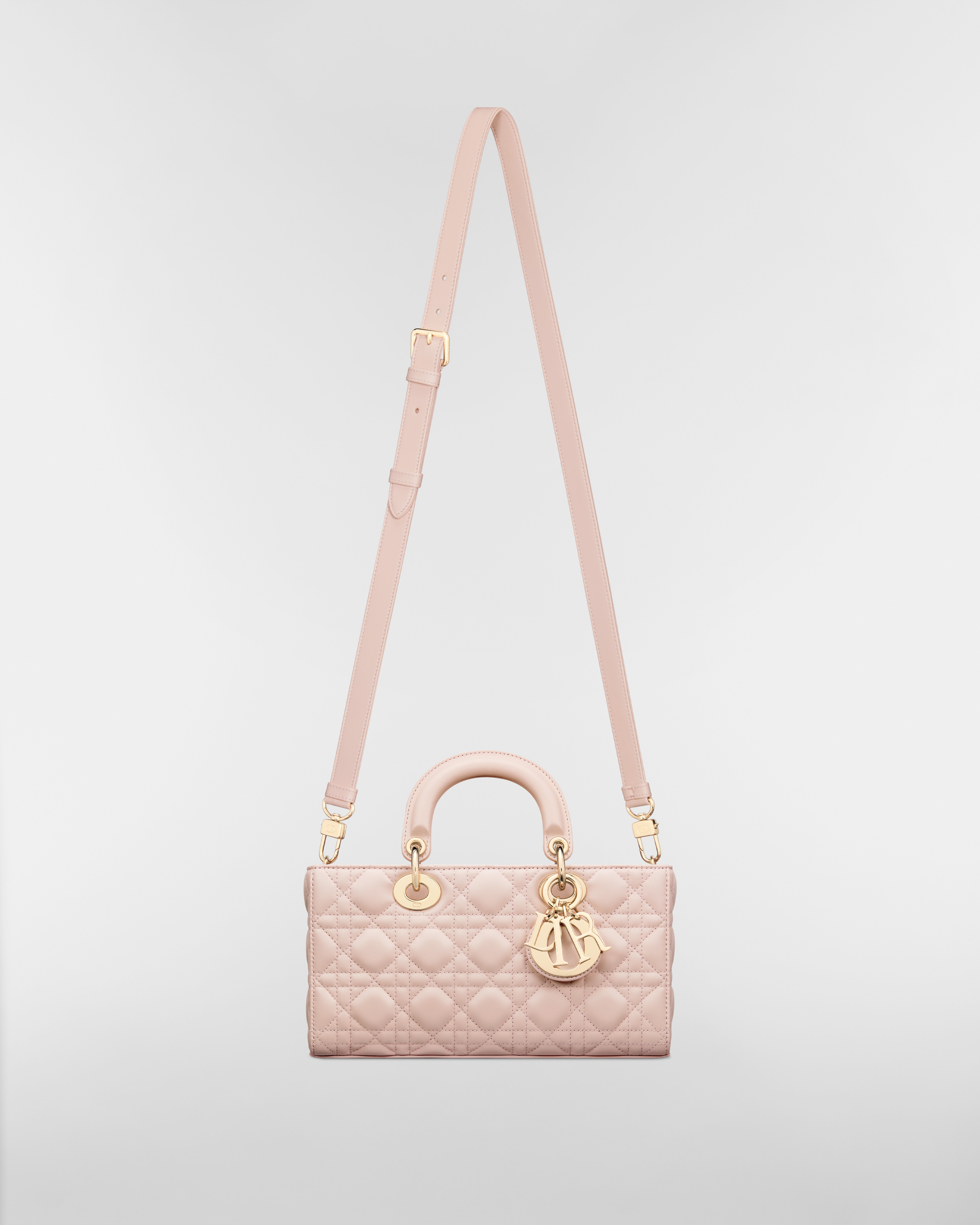 中号 Lady D-Joy 手袋 胭脂粉色羊皮革藤格纹 E10