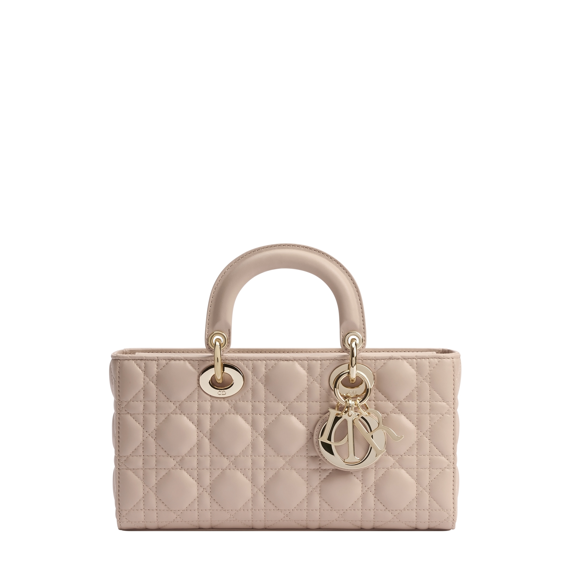  胭脂米色羊皮革藤格纹