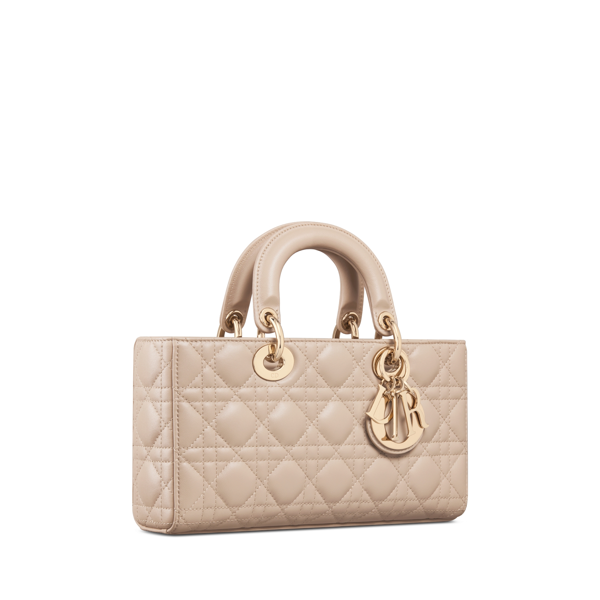 中号 Lady D-Joy 手袋 胭脂米色羊皮革藤格纹 E03