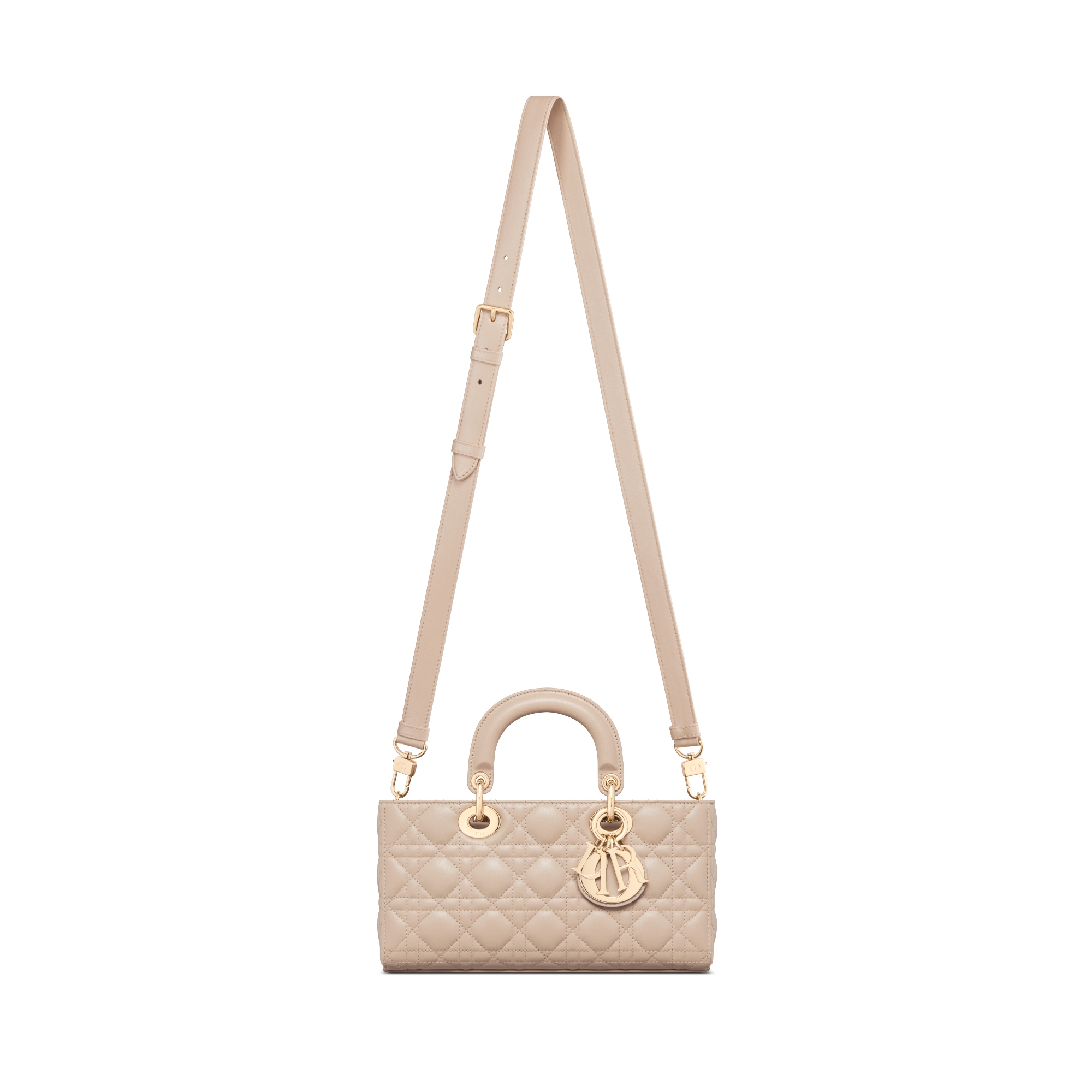 中号 Lady D-Joy 手袋 胭脂米色羊皮革藤格纹 E07