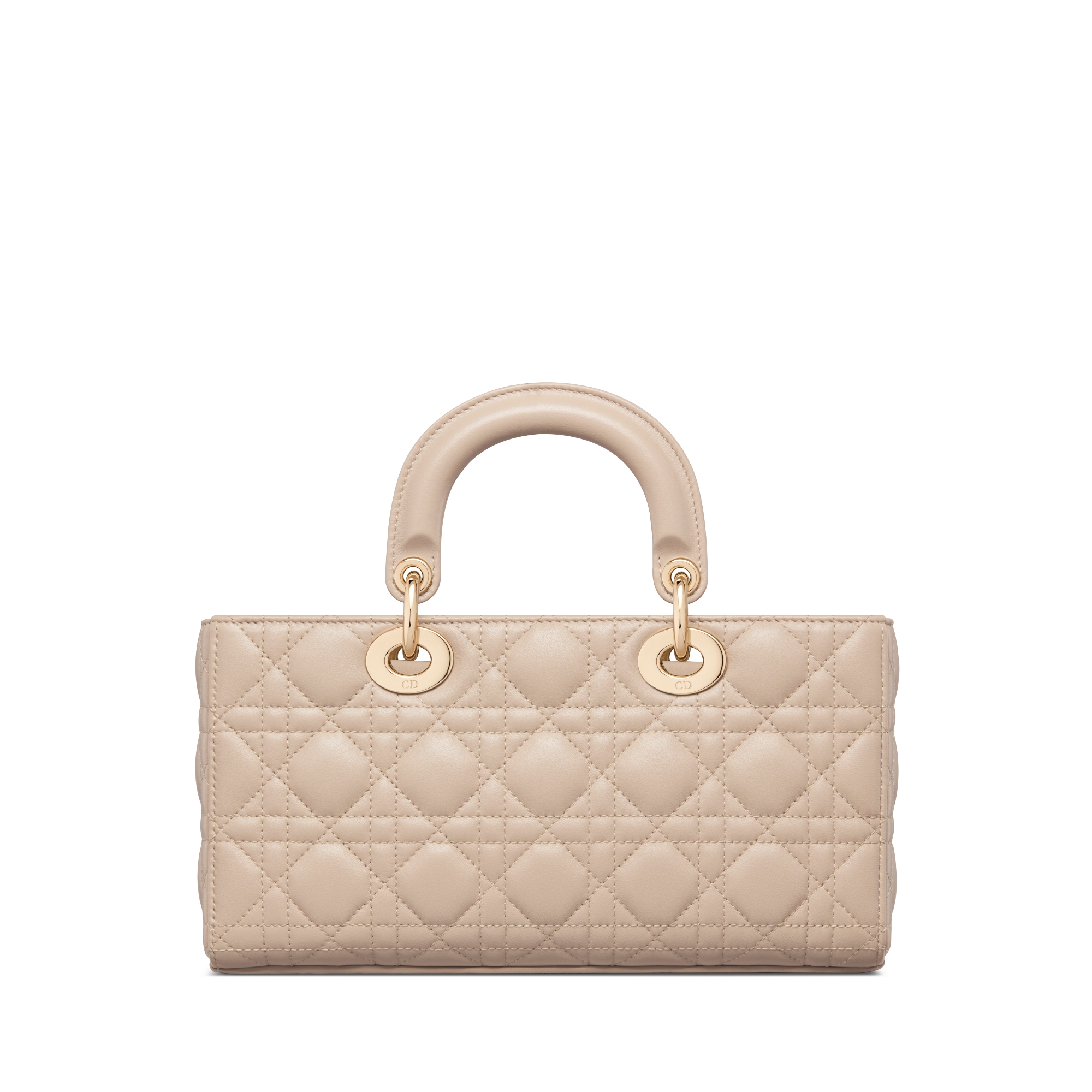 中号 Lady D-Joy 手袋 胭脂米色羊皮革藤格纹 E08