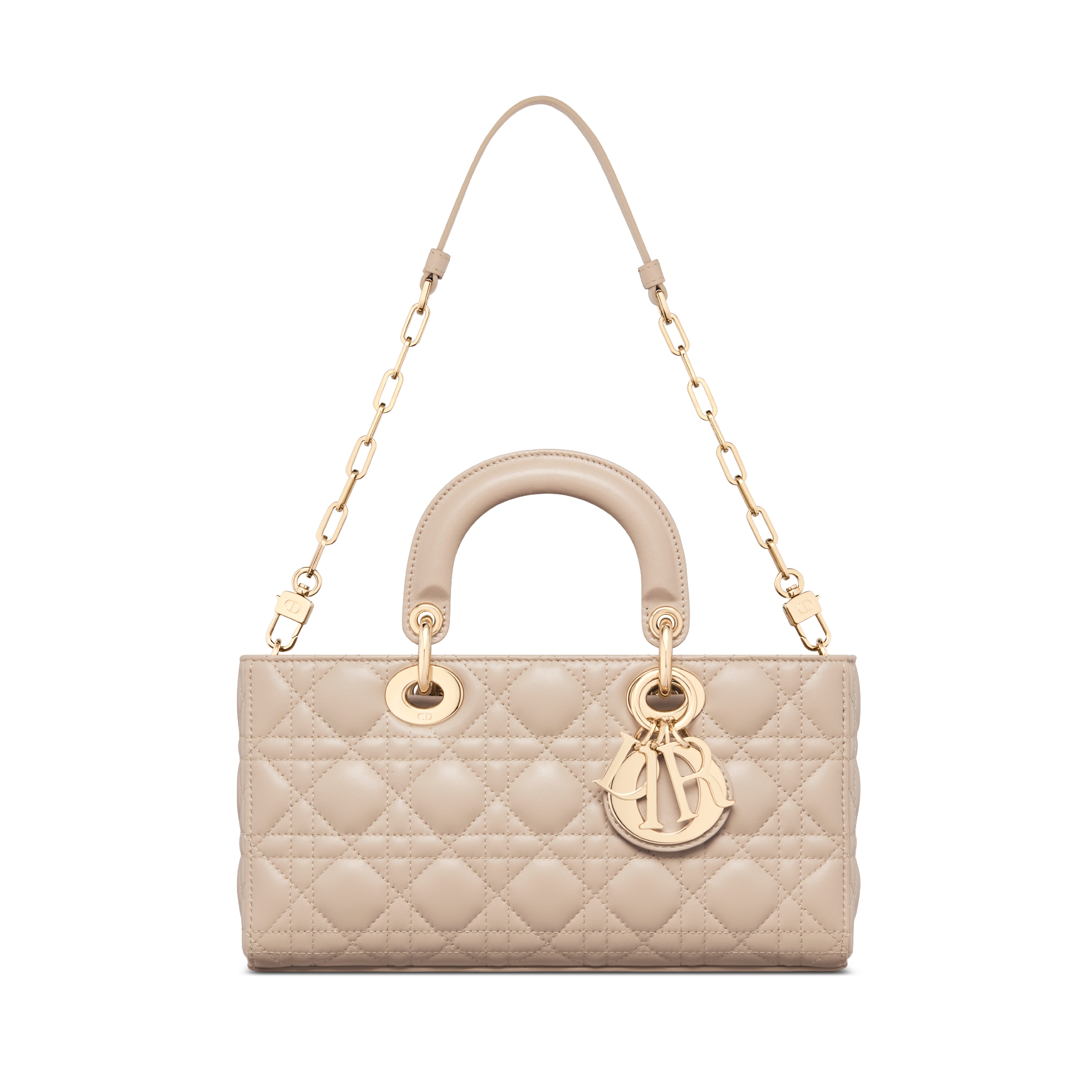 中号 Lady D-Joy 手袋 胭脂米色羊皮革藤格纹 E10