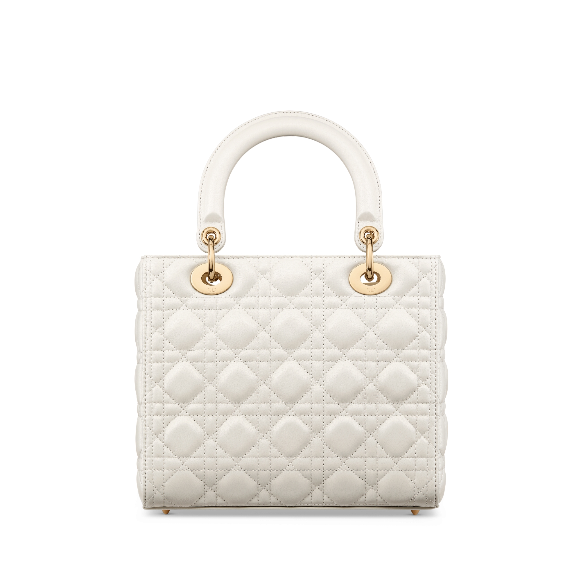 中号 Lady Dior 手袋 奶白色羊皮革藤格纹 E08