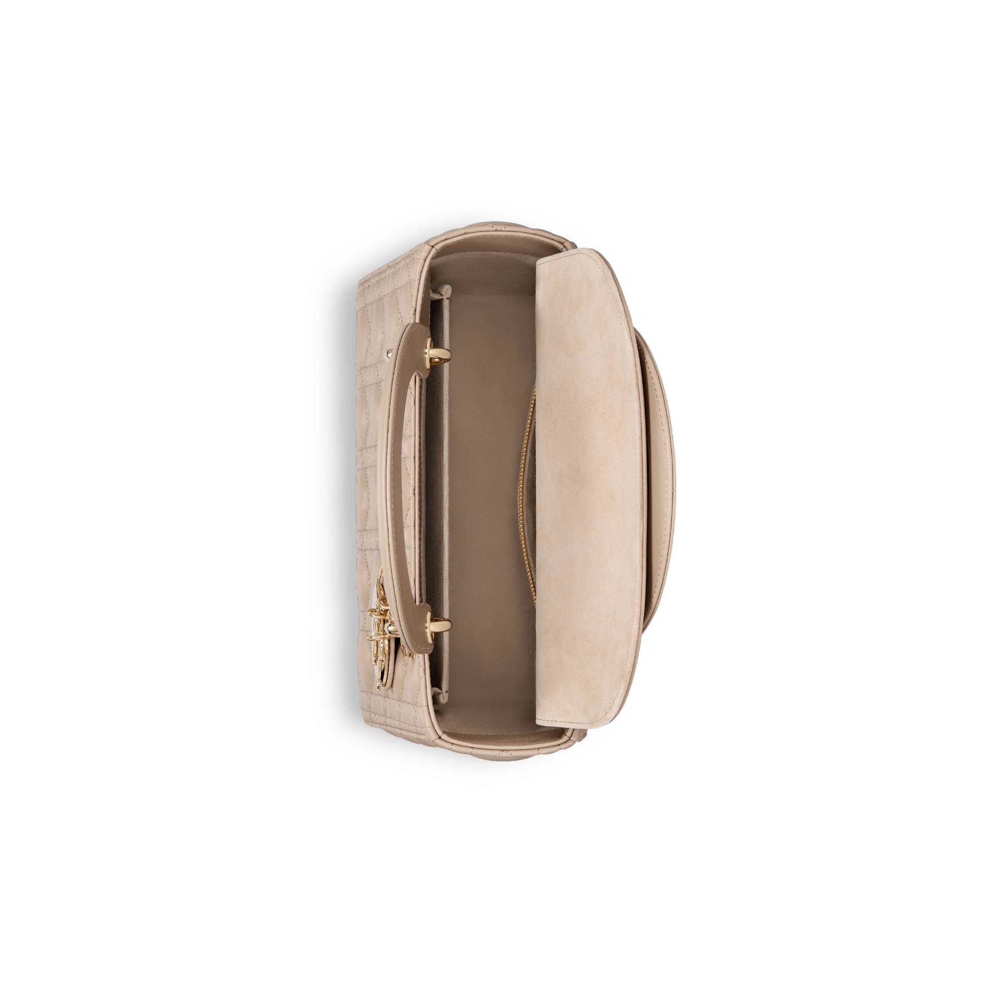 中号 Lady Dior 手袋 沙漠灰褐色羊皮革藤格纹 E06