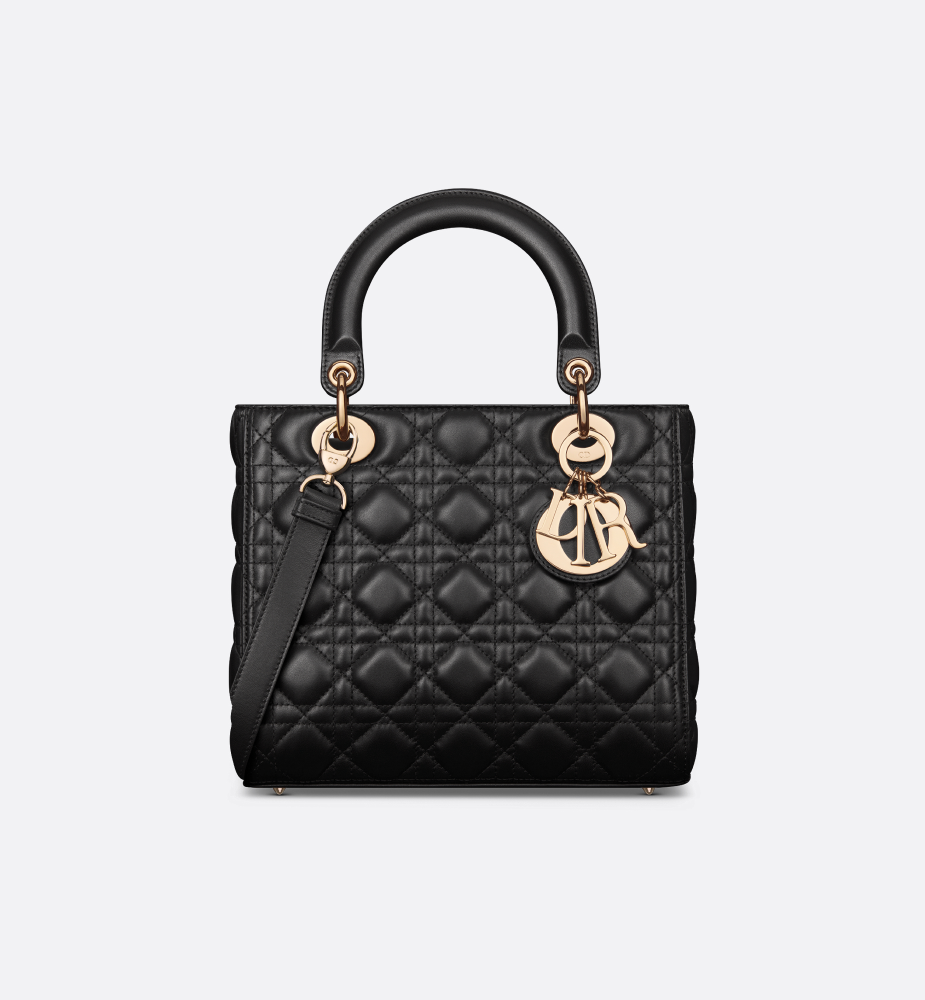 中号Lady Dior 手袋黑色羊皮革藤格纹| DIOR 中号Lady Dior 手袋黑色羊皮革藤格纹| DIOR