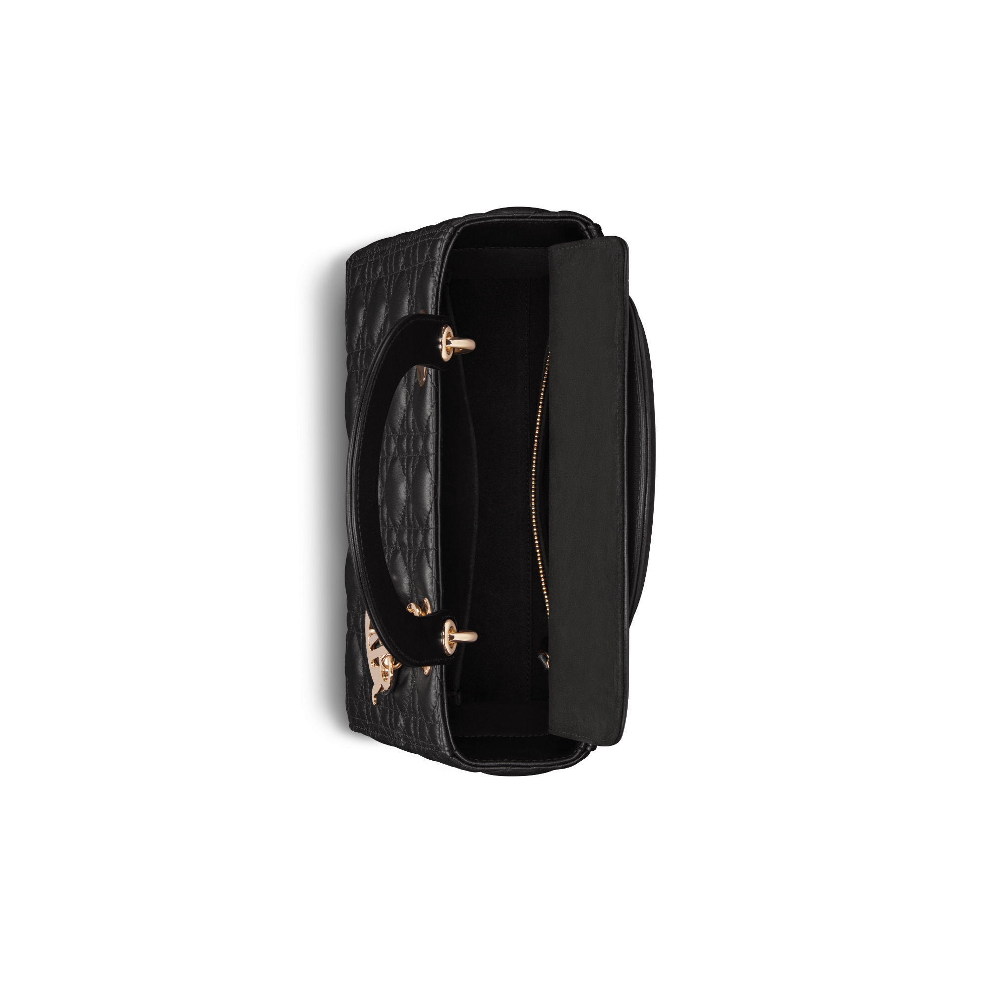 中号 Lady Dior 手袋 黑色羊皮革藤格纹 E06