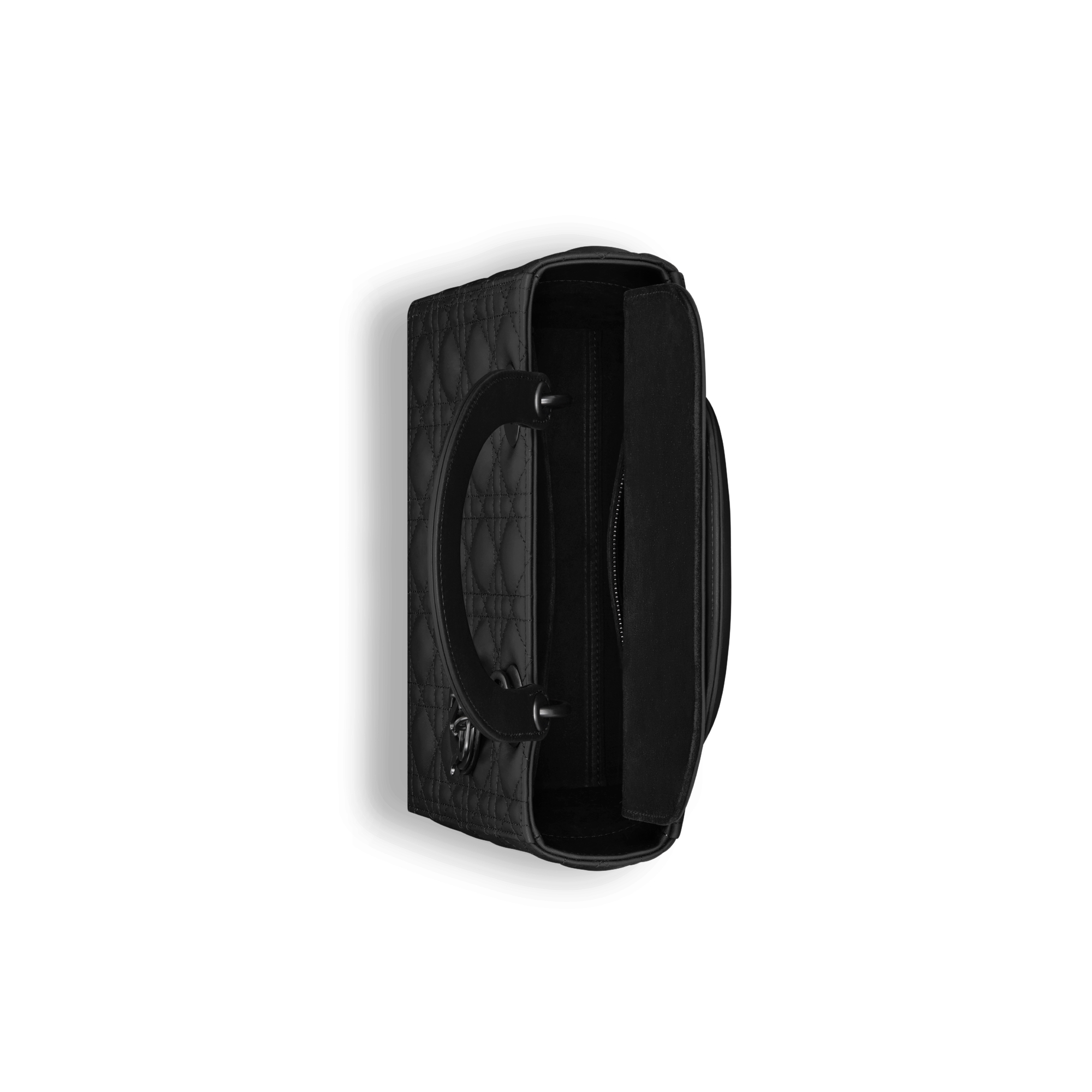 中号 Lady Dior 手袋 黑色哑光牛皮革藤格纹 E06