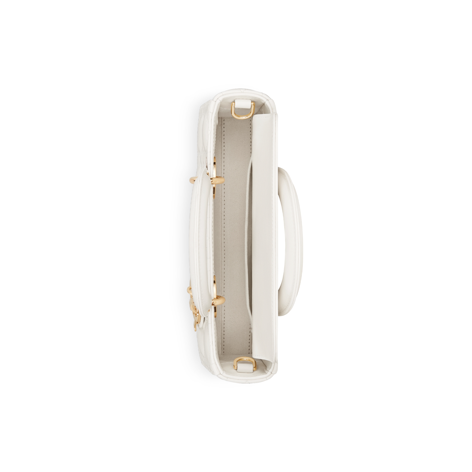 小号 Lady D-Joy 手袋 奶白色珠光羊皮革藤格纹 E06