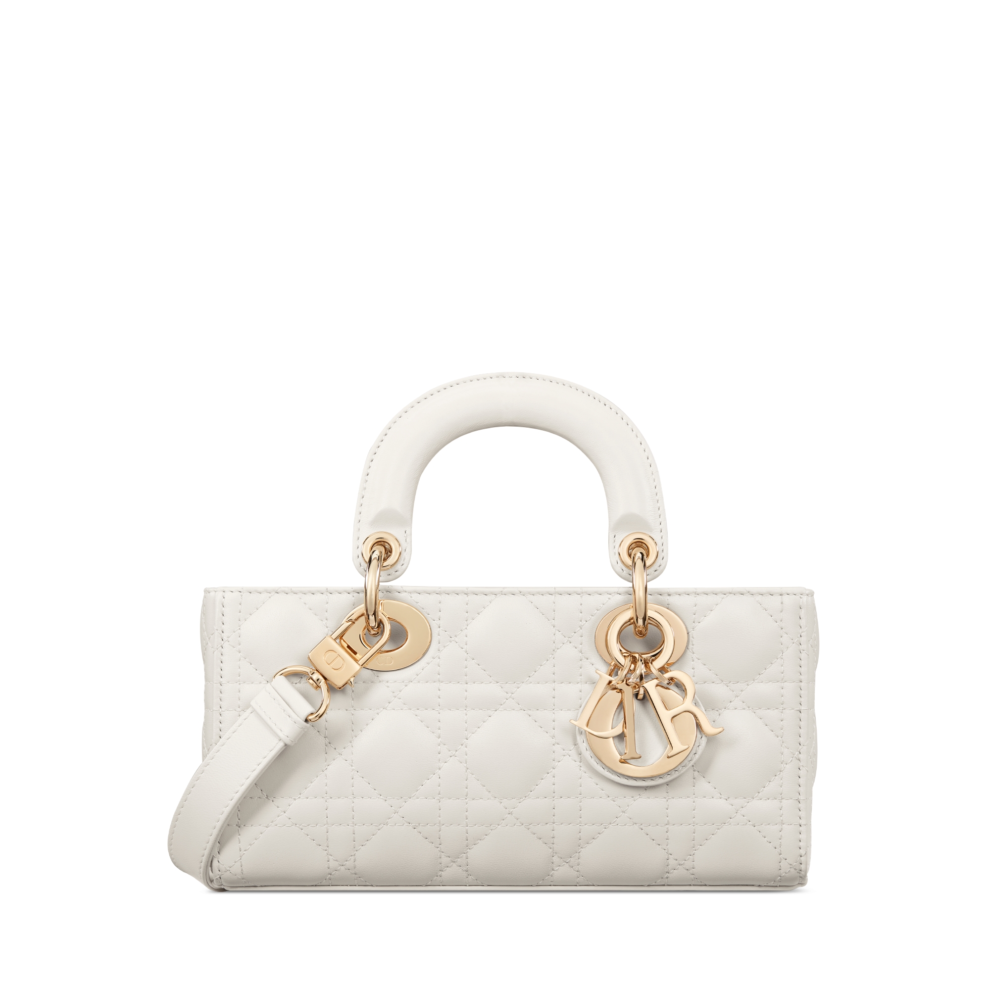 小号 Lady D-Joy 手袋 奶白色羊皮革藤格纹 E01