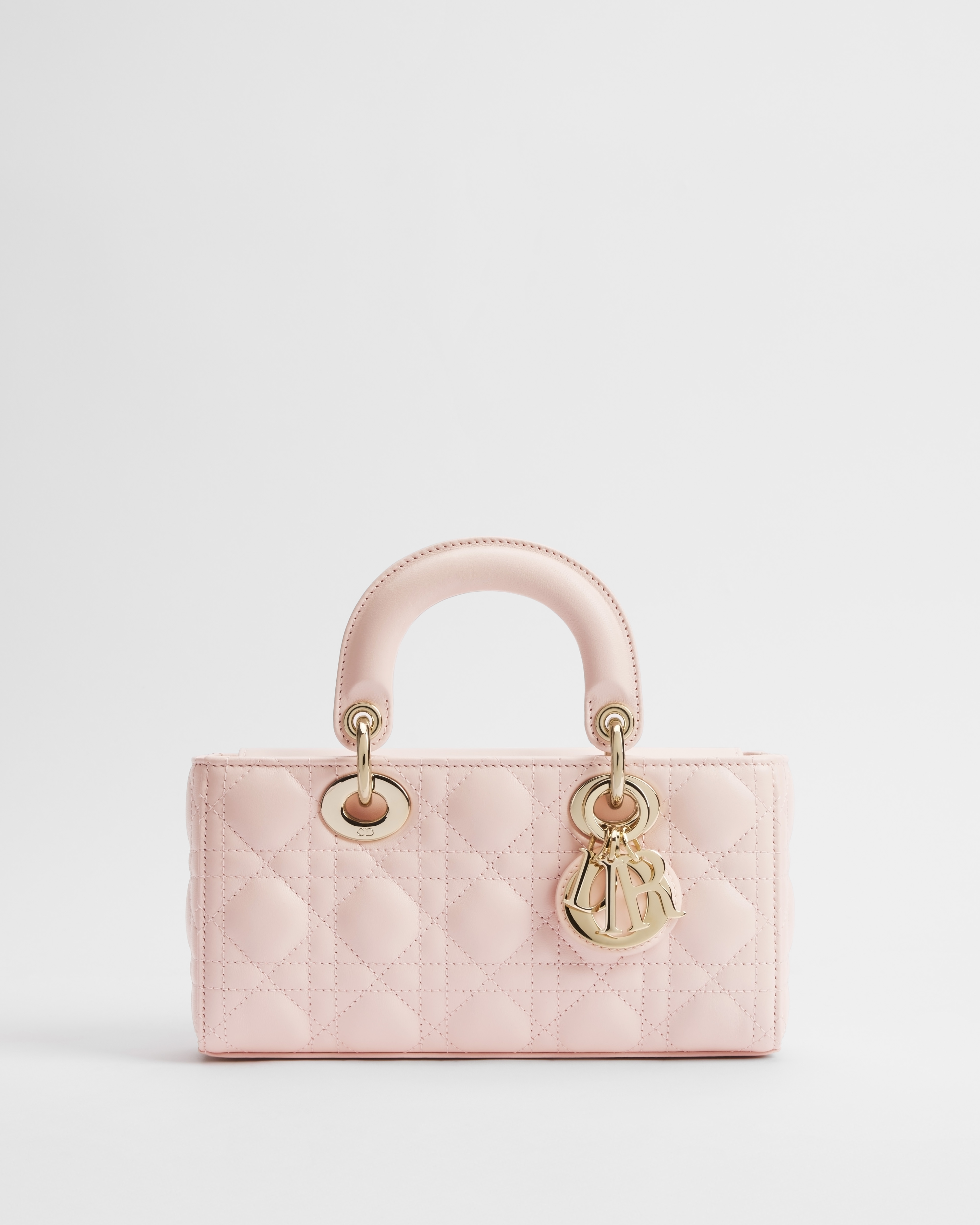 小号 Lady D-Joy 手袋 胭脂粉色羊皮革藤格纹 E01