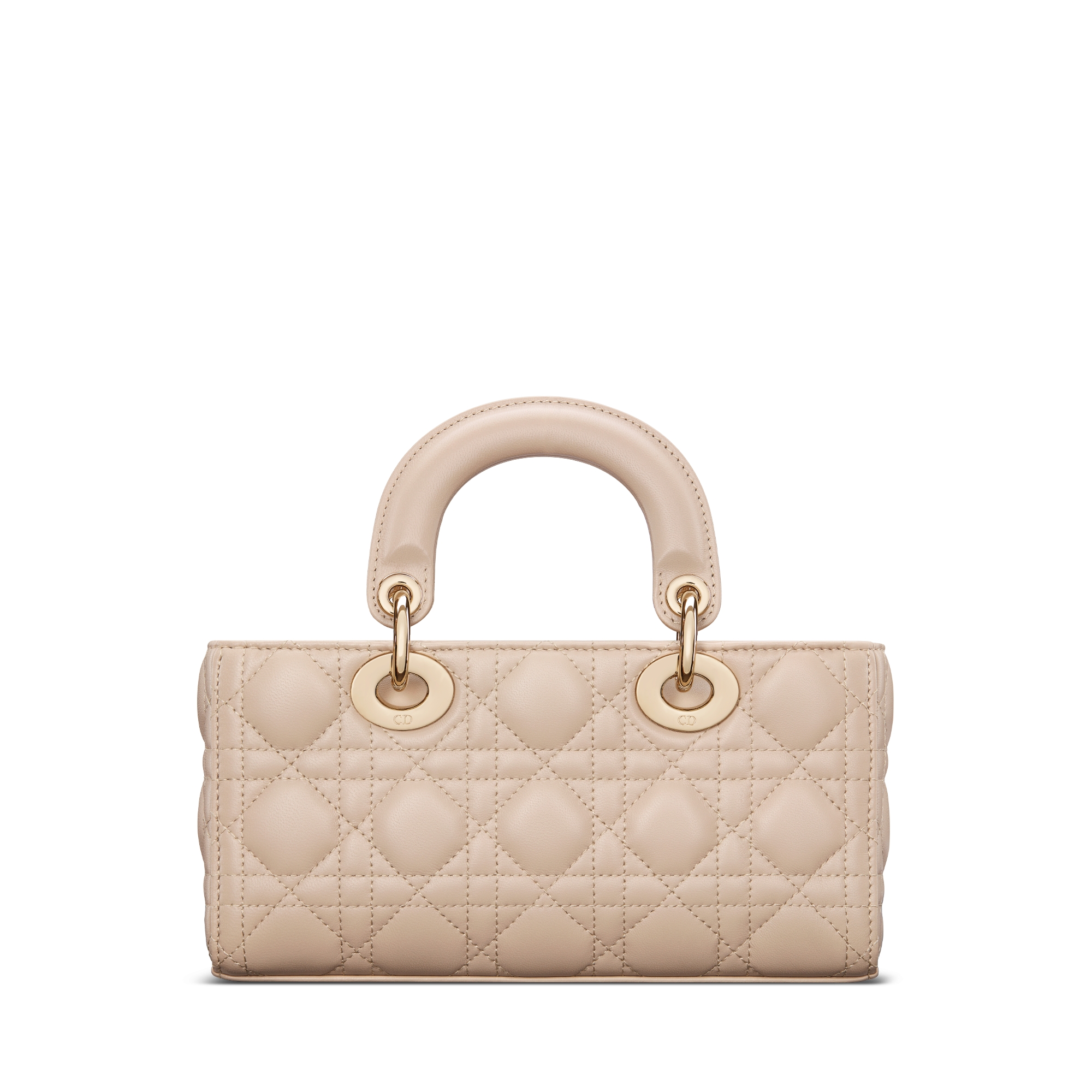 小号 Lady D-Joy 手袋 胭脂米色羊皮革藤格纹 E08