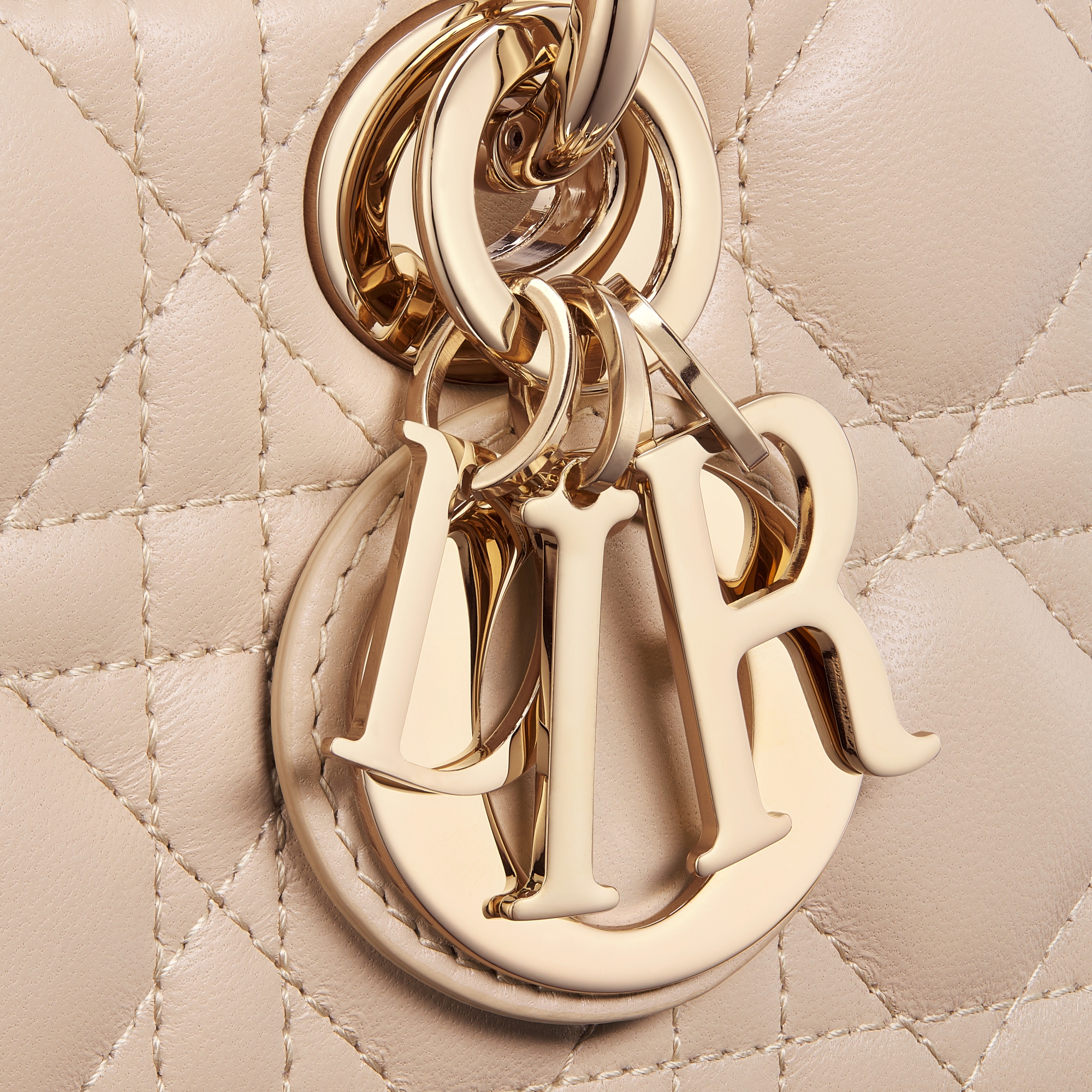 小号 Lady D-Joy 手袋 胭脂米色羊皮革藤格纹 E09