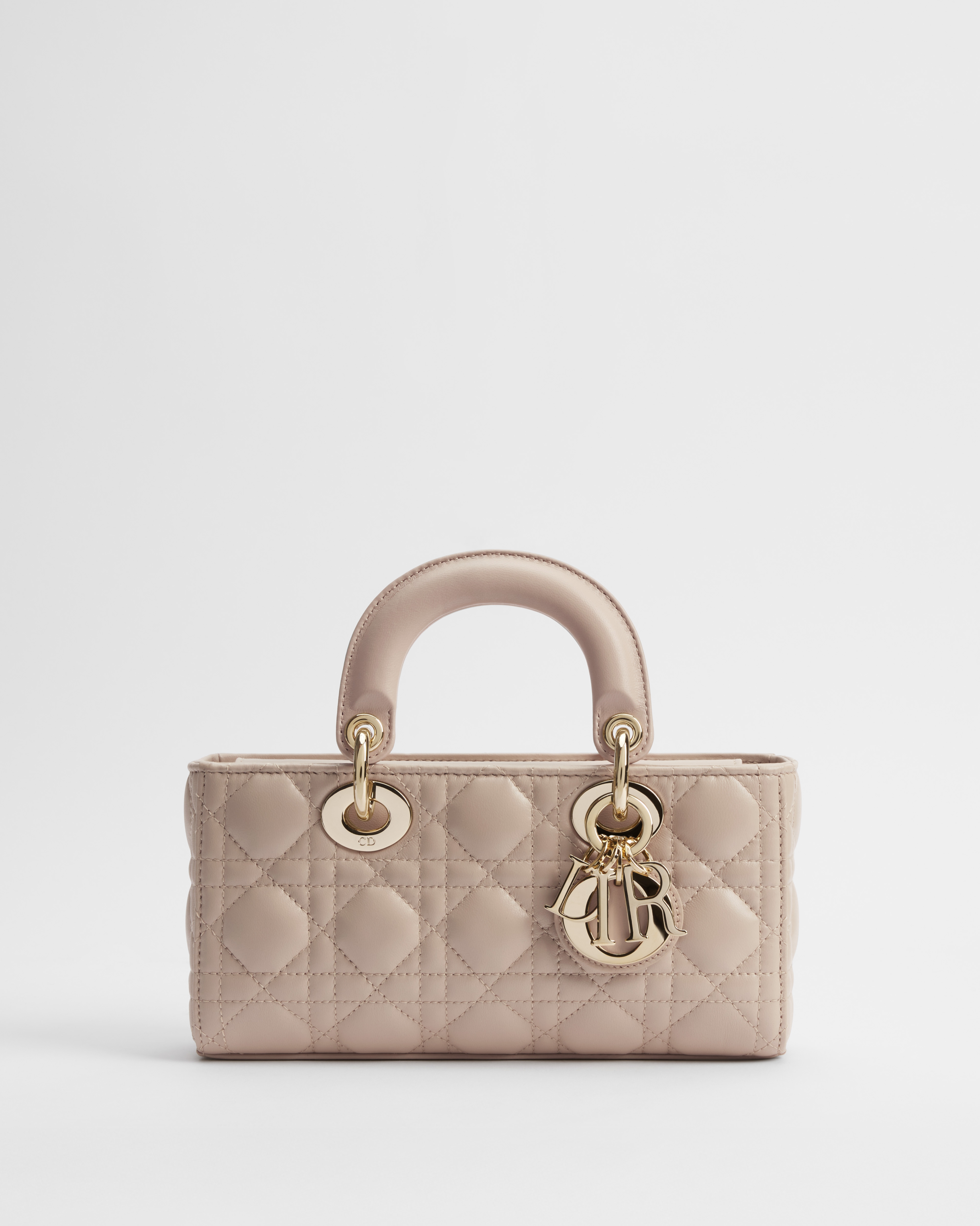 小号 Lady D-Joy 手袋 胭脂米色羊皮革藤格纹 E01