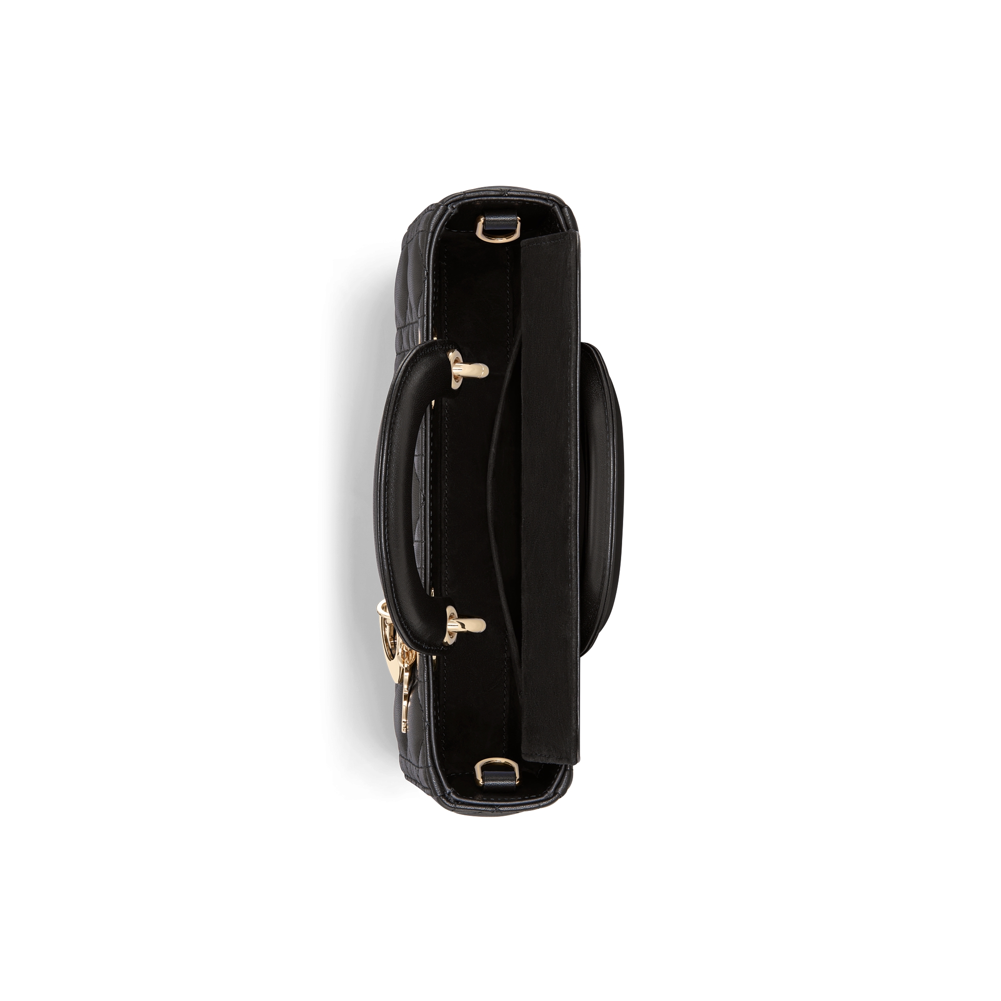 小号 Lady D-Joy 手袋 黑色羊皮革藤格纹 E06