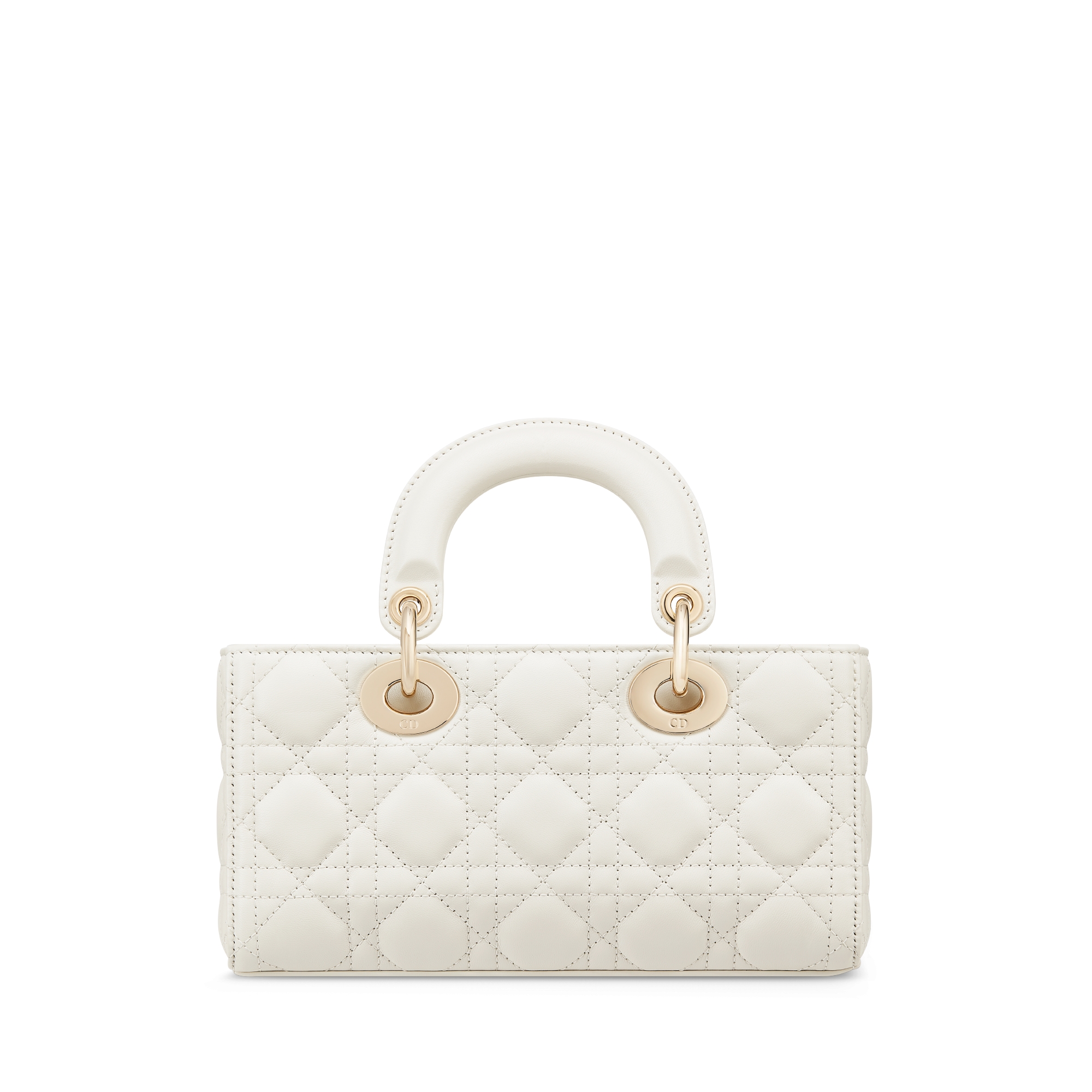 小号 Lady D-Joy 手袋 奶白色羊皮革藤格纹 E08