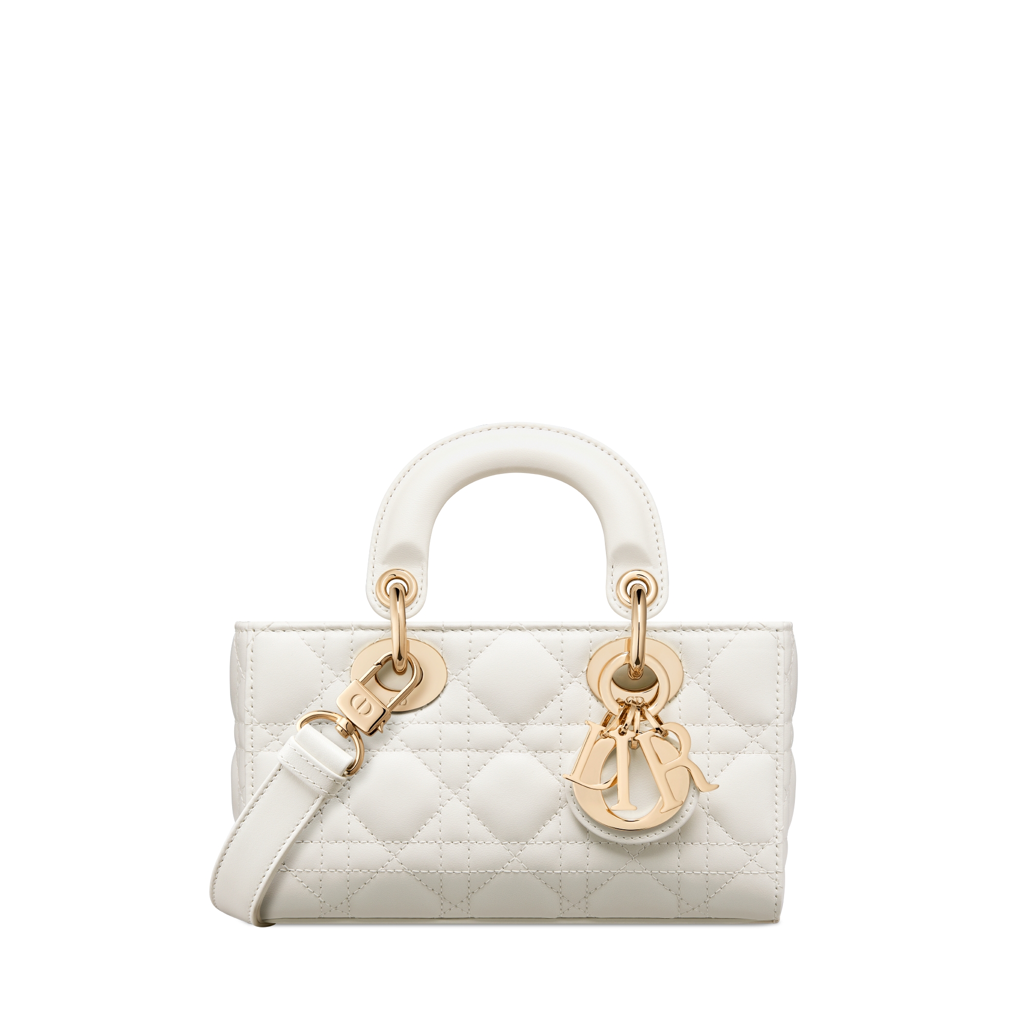 迷你 Lady D-Joy 手袋 奶白色羊皮革藤格纹 E01