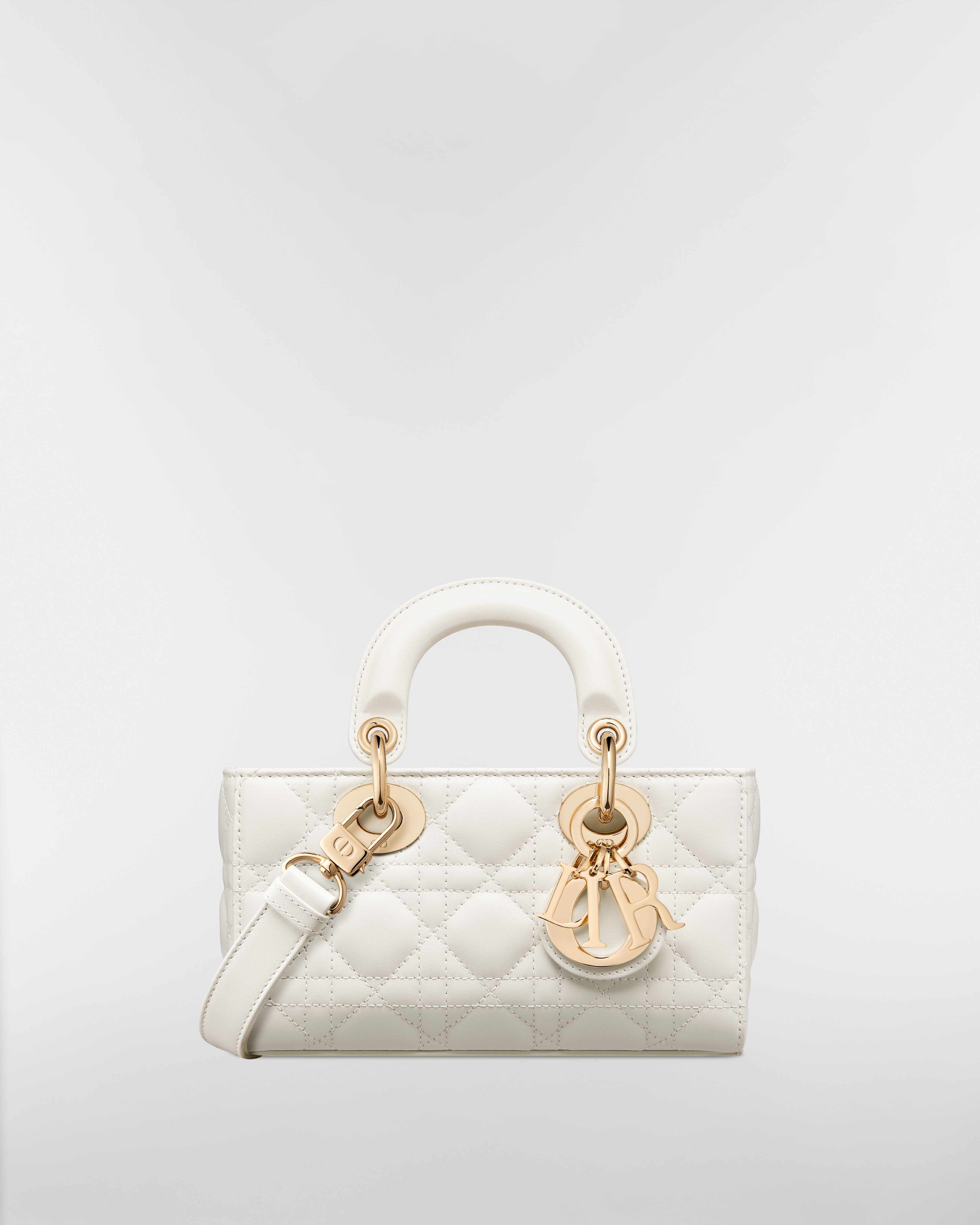 迷你 Lady D-Joy 手袋 奶白色羊皮革藤格纹 E01