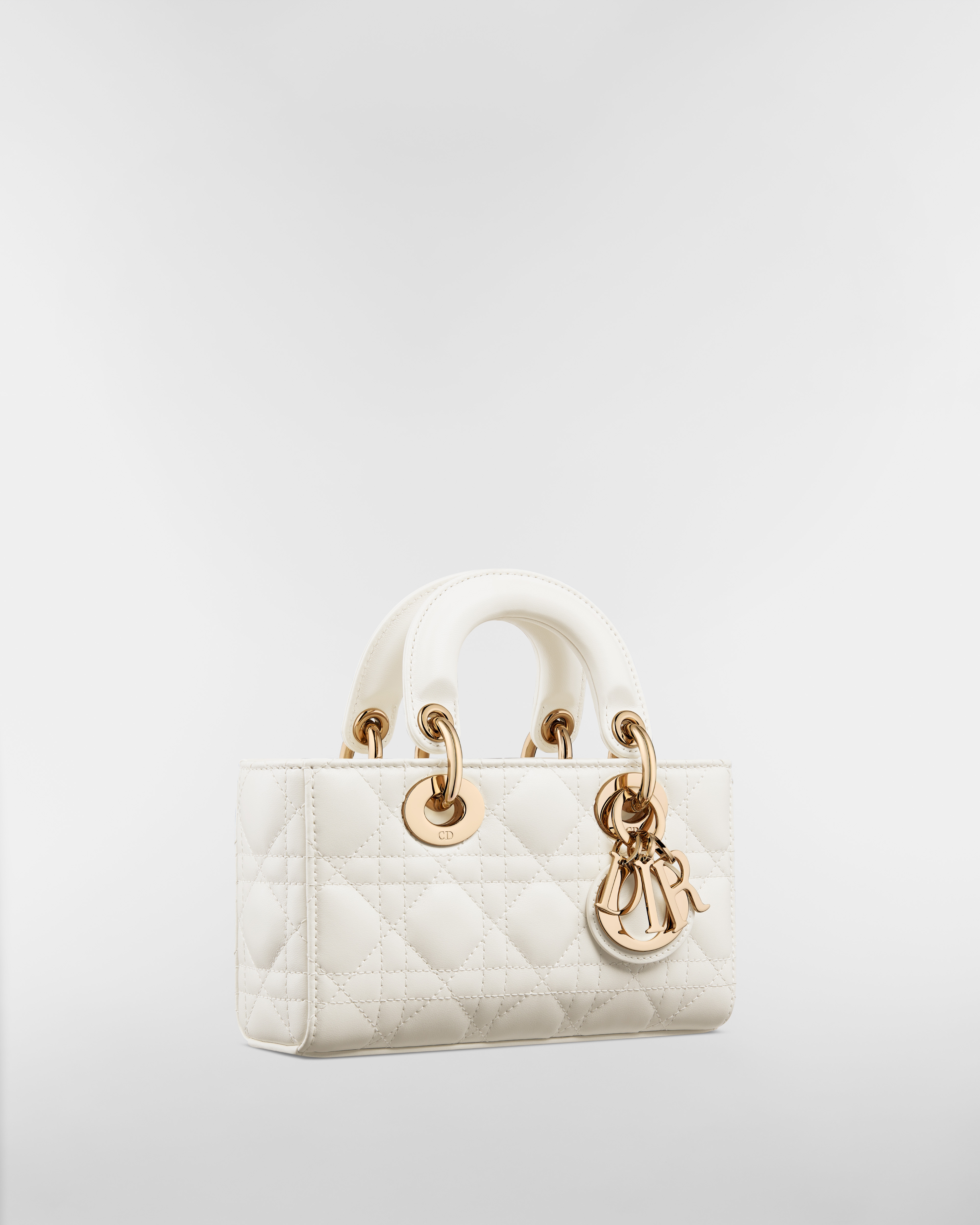 迷你 Lady D-Joy 手袋 奶白色羊皮革藤格纹 E03