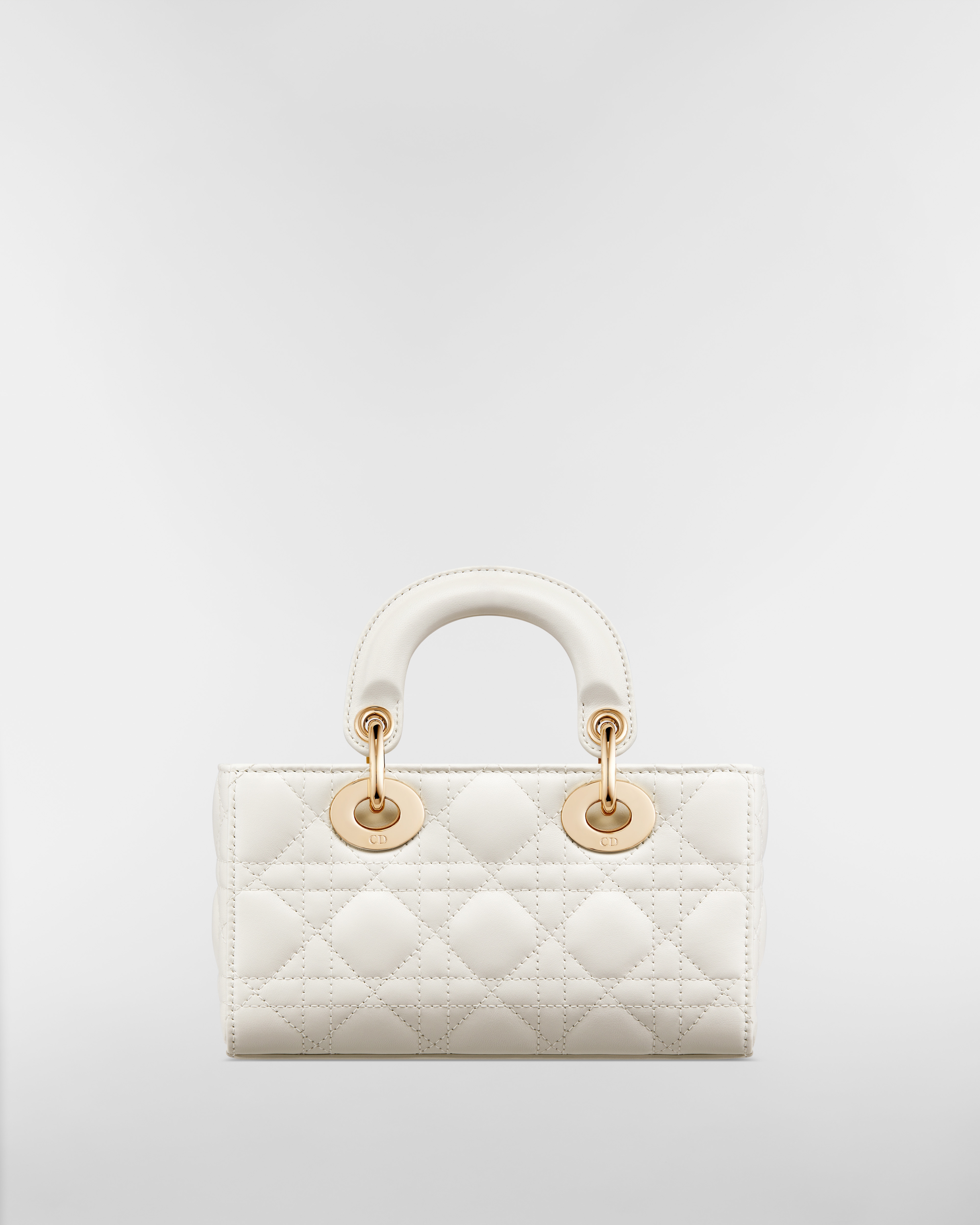 迷你 Lady D-Joy 手袋 奶白色羊皮革藤格纹 E08