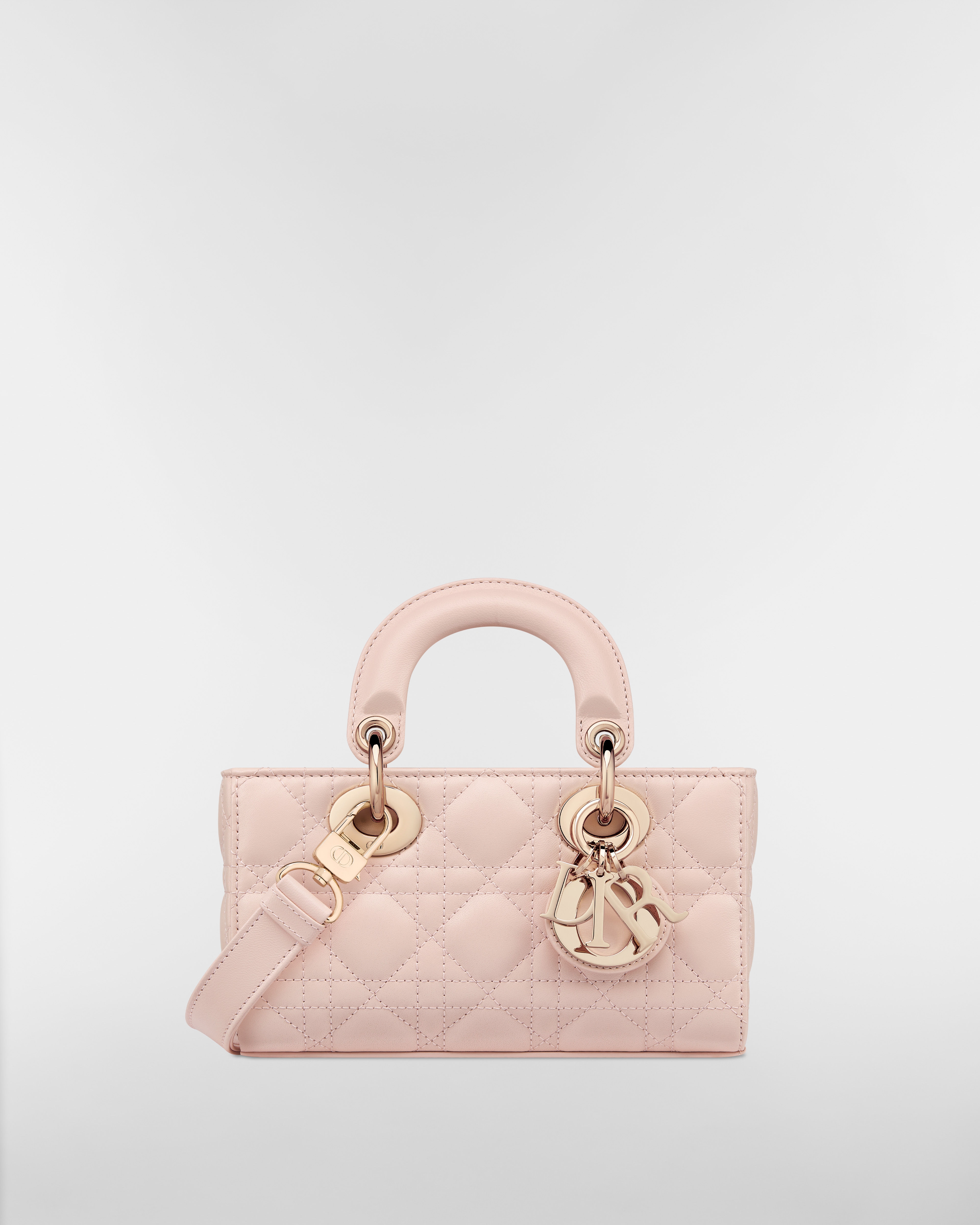 迷你 Lady D-Joy 手袋 胭脂粉色羊皮革藤格纹 E01