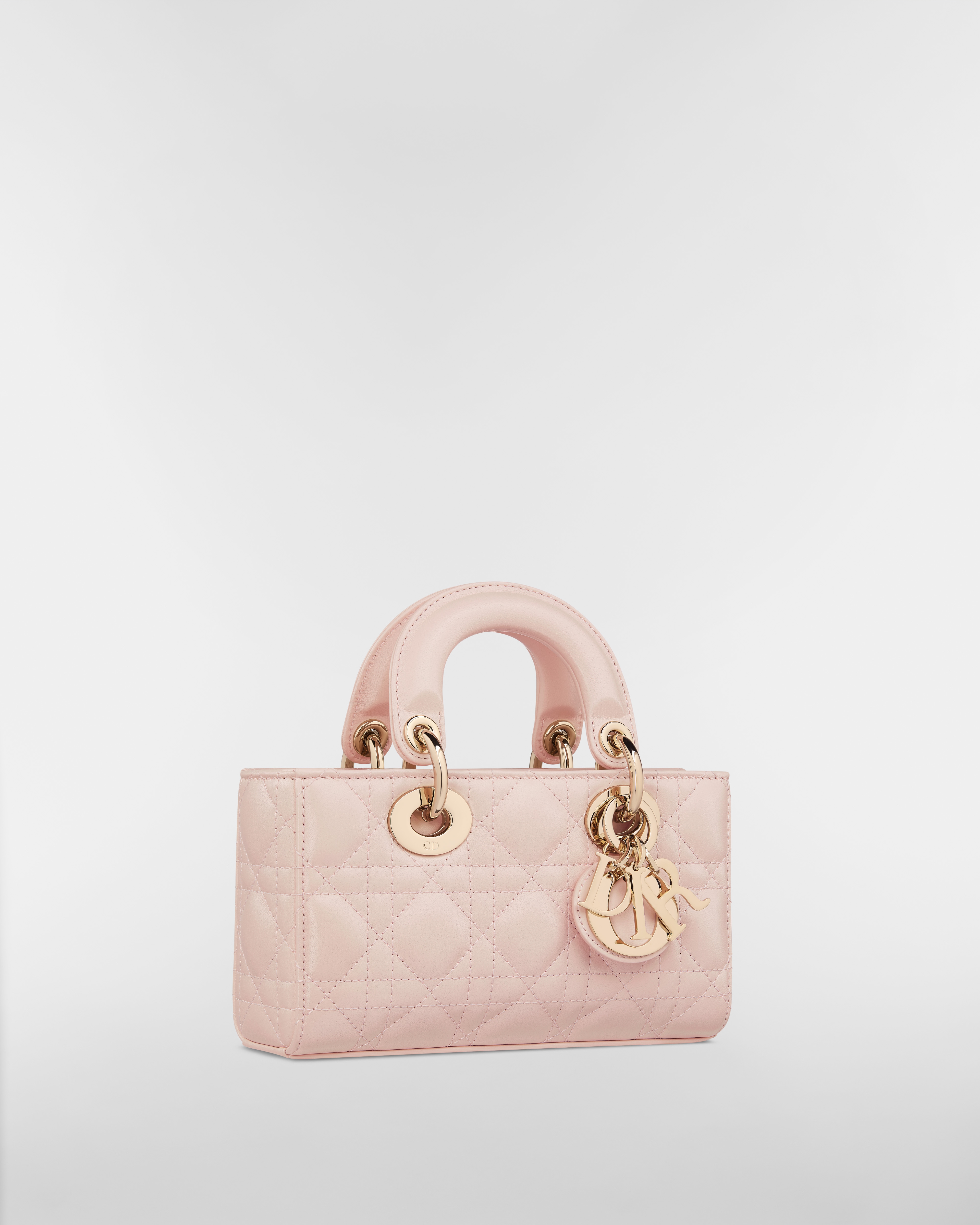 迷你 Lady D-Joy 手袋 胭脂粉色羊皮革藤格纹 E03