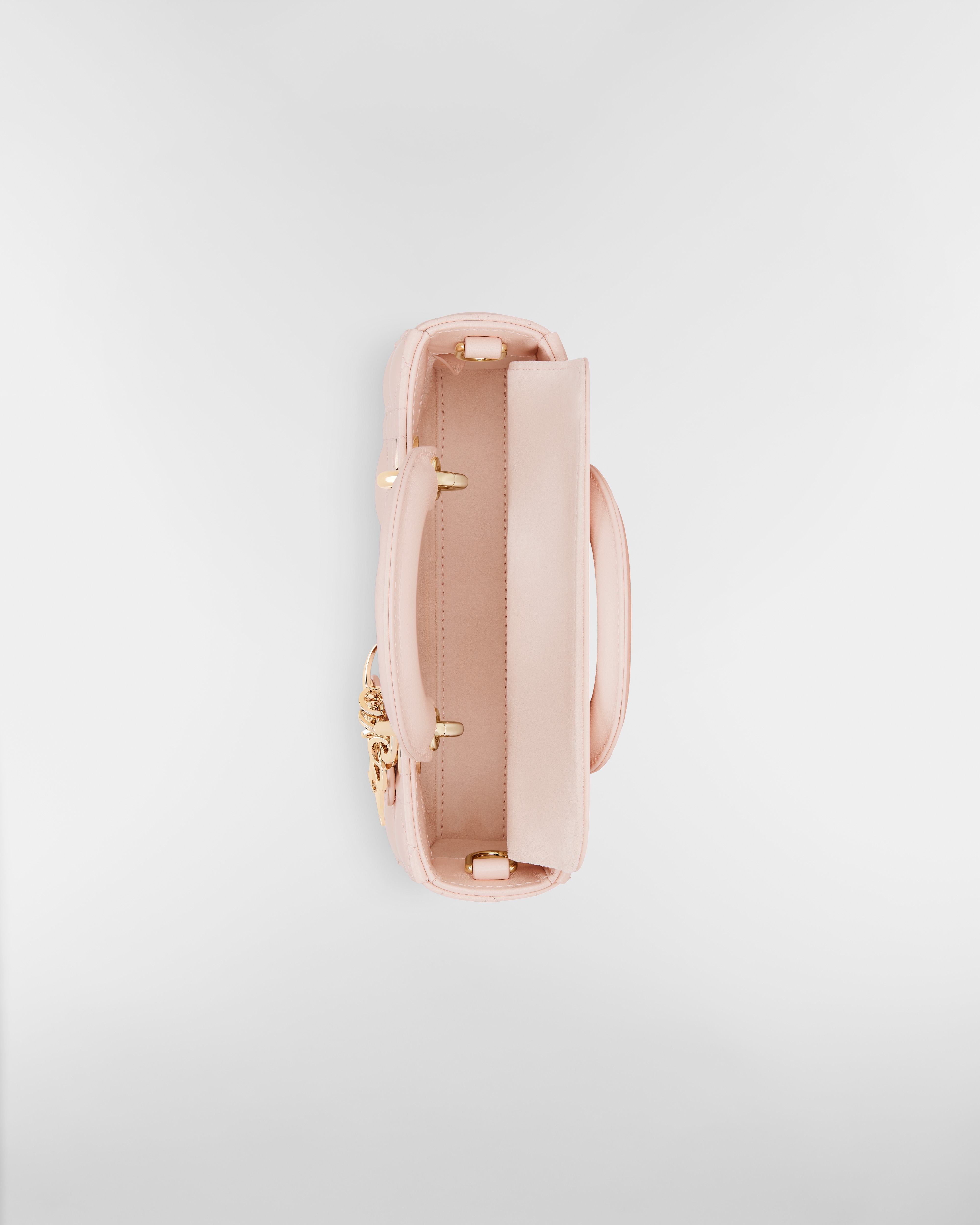 迷你 Lady D-Joy 手袋 胭脂粉色羊皮革藤格纹 E06