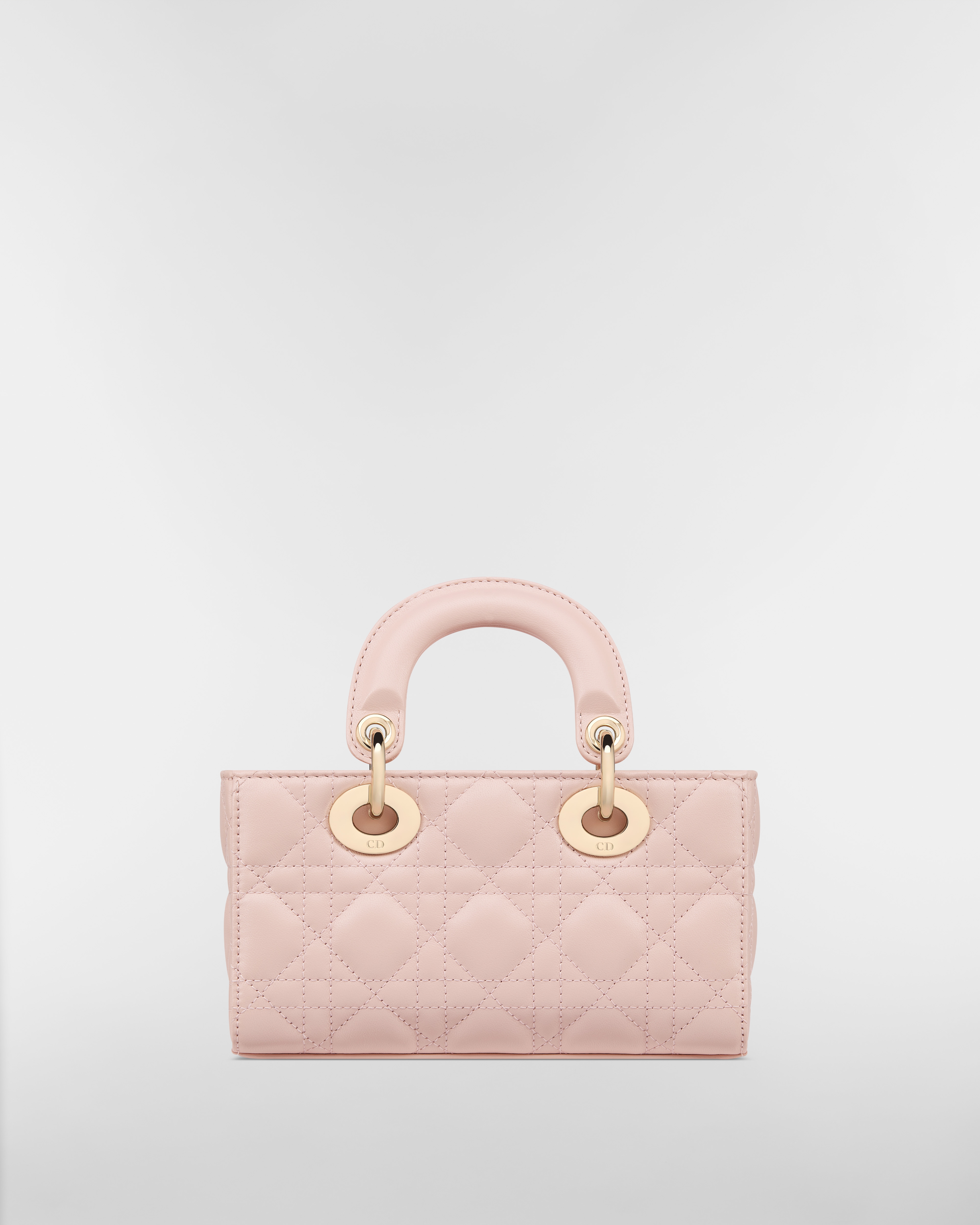 迷你 Lady D-Joy 手袋 胭脂粉色羊皮革藤格纹 E08