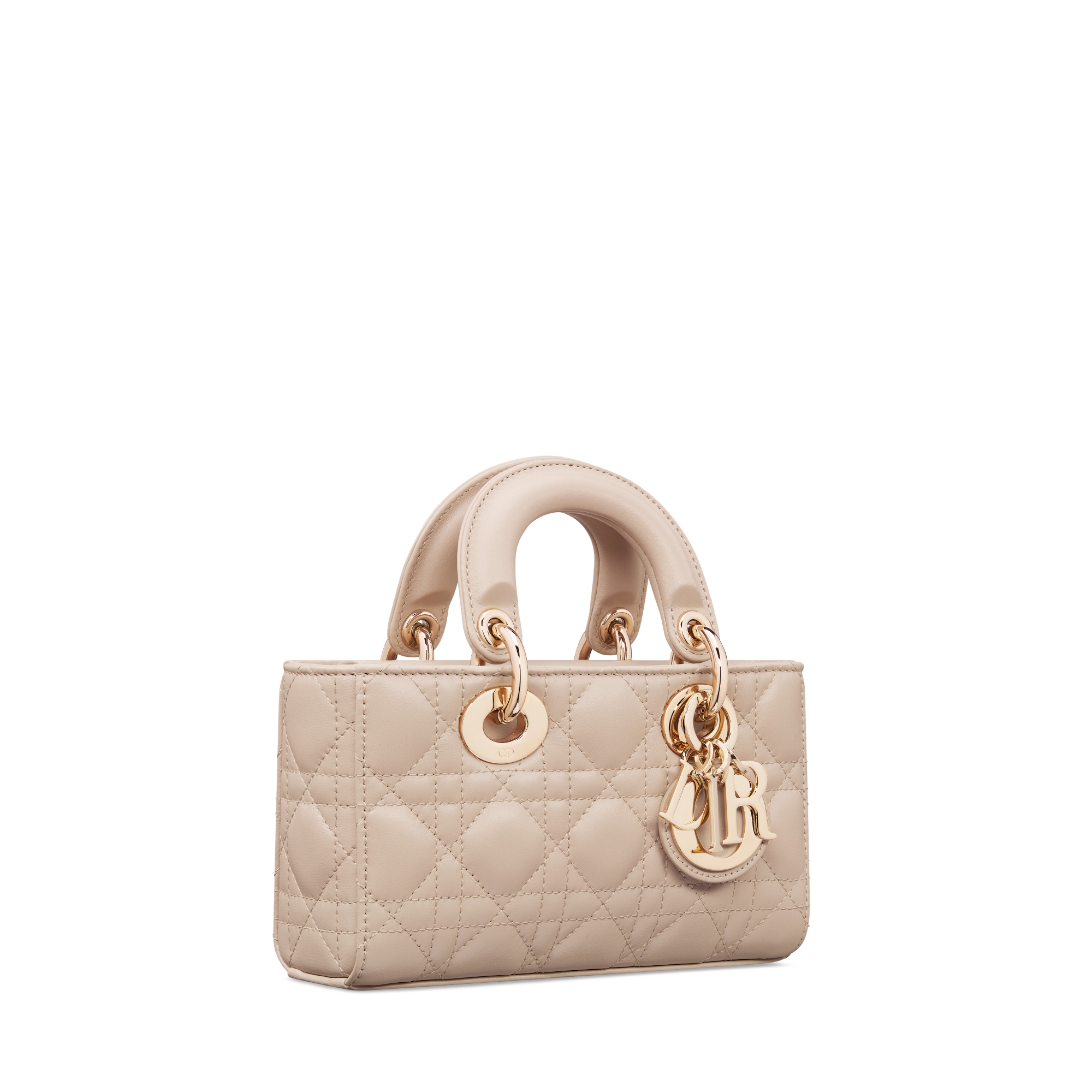 迷你 Lady D-Joy 手袋 胭脂米色羊皮革藤格纹 E03