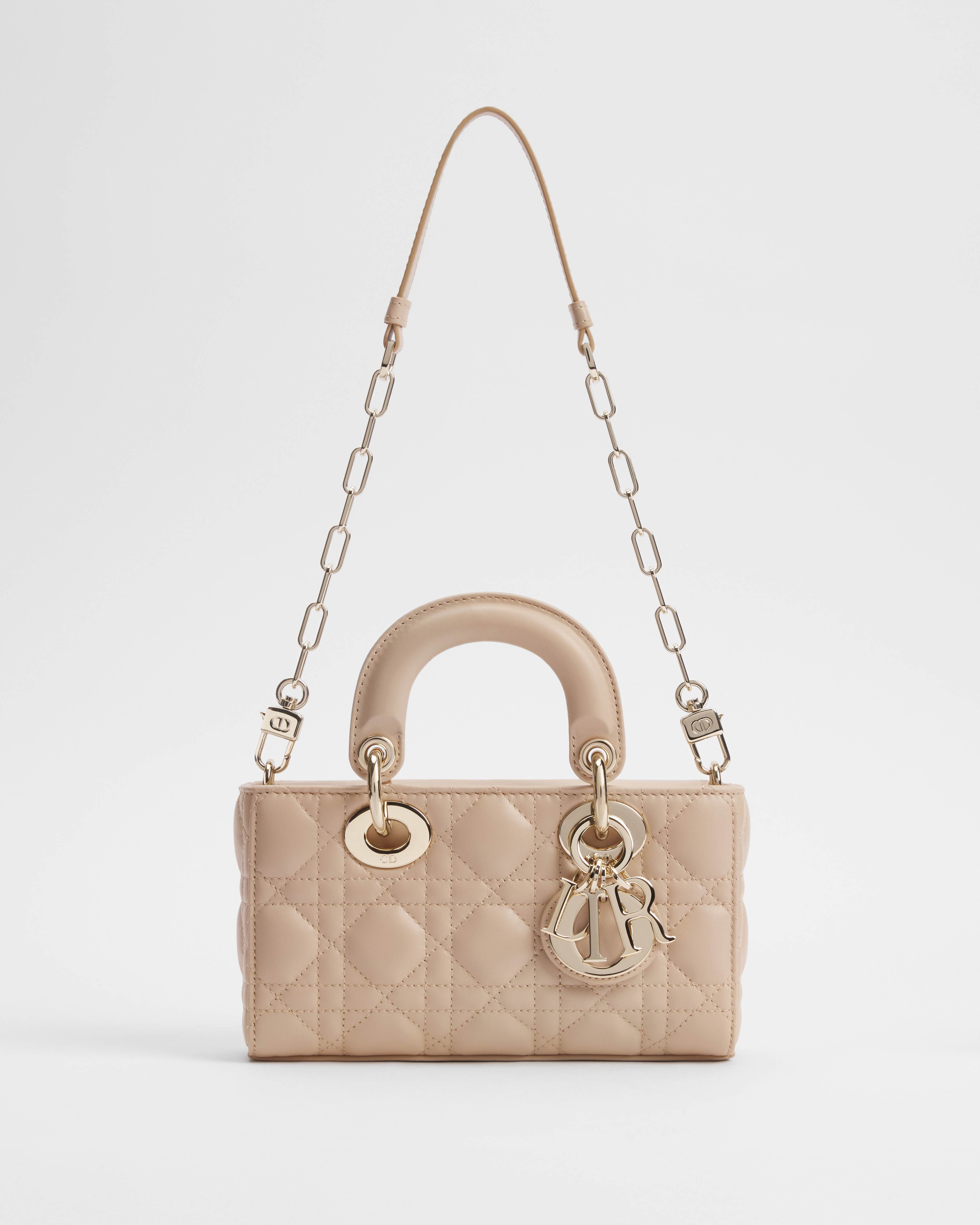 迷你 Lady D-Joy 手袋 胭脂米色羊皮革藤格纹 E07