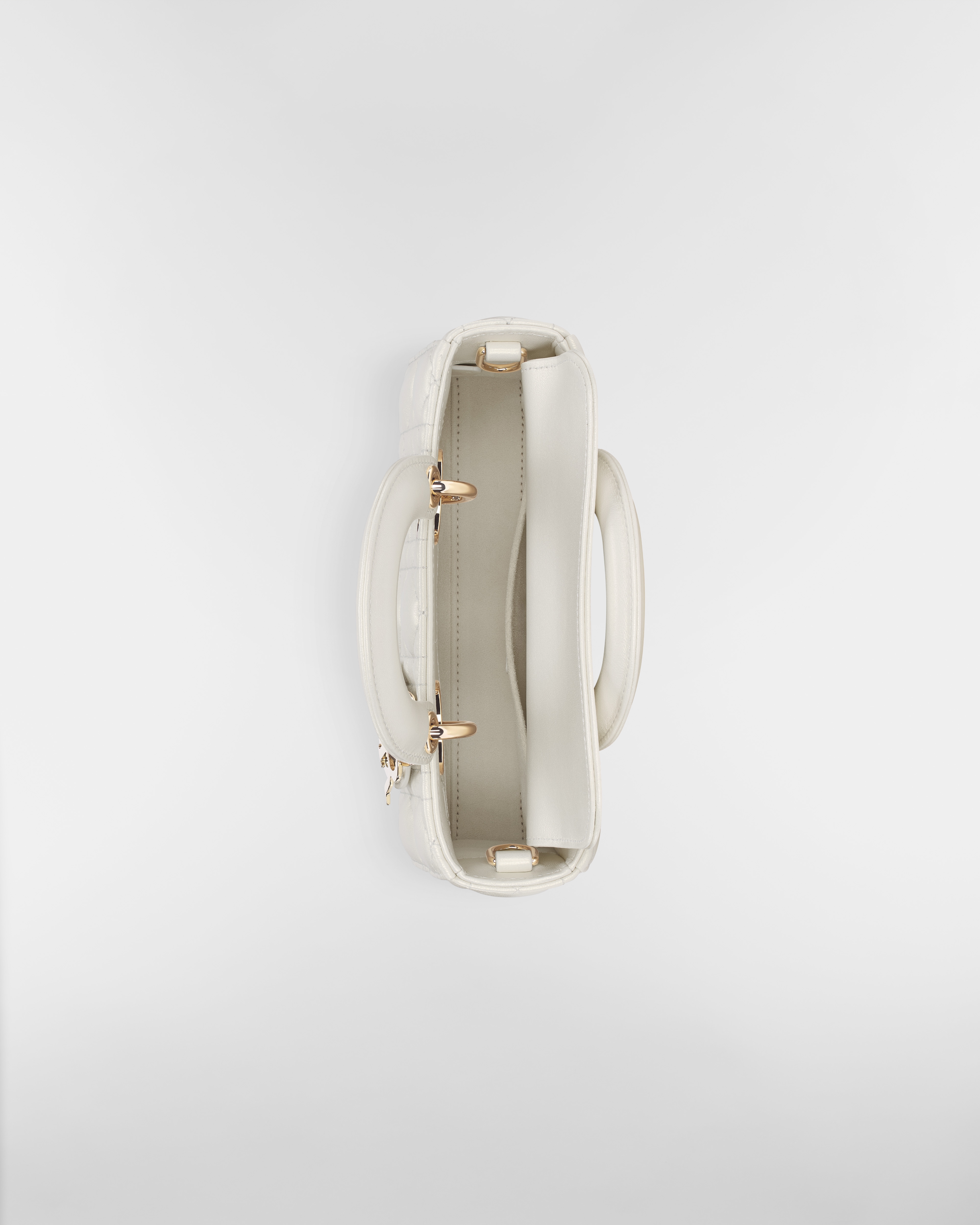 迷你 Lady D-Joy 手袋 珠光白色羊皮革藤格纹 E06