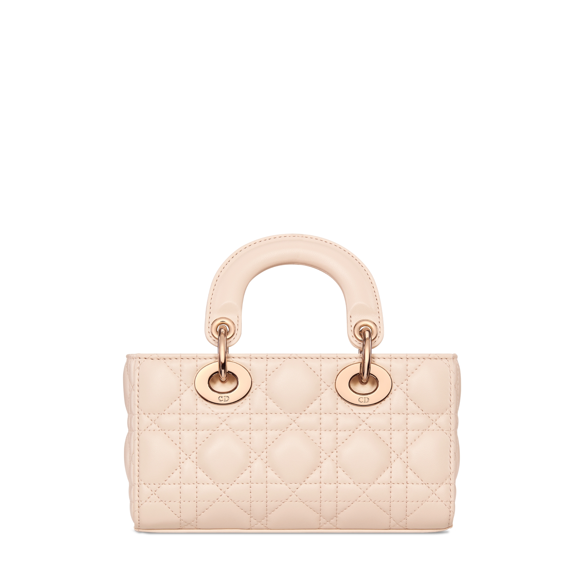 迷你 Lady D-Joy 手袋 沙石粉色羊皮革藤格纹 E08