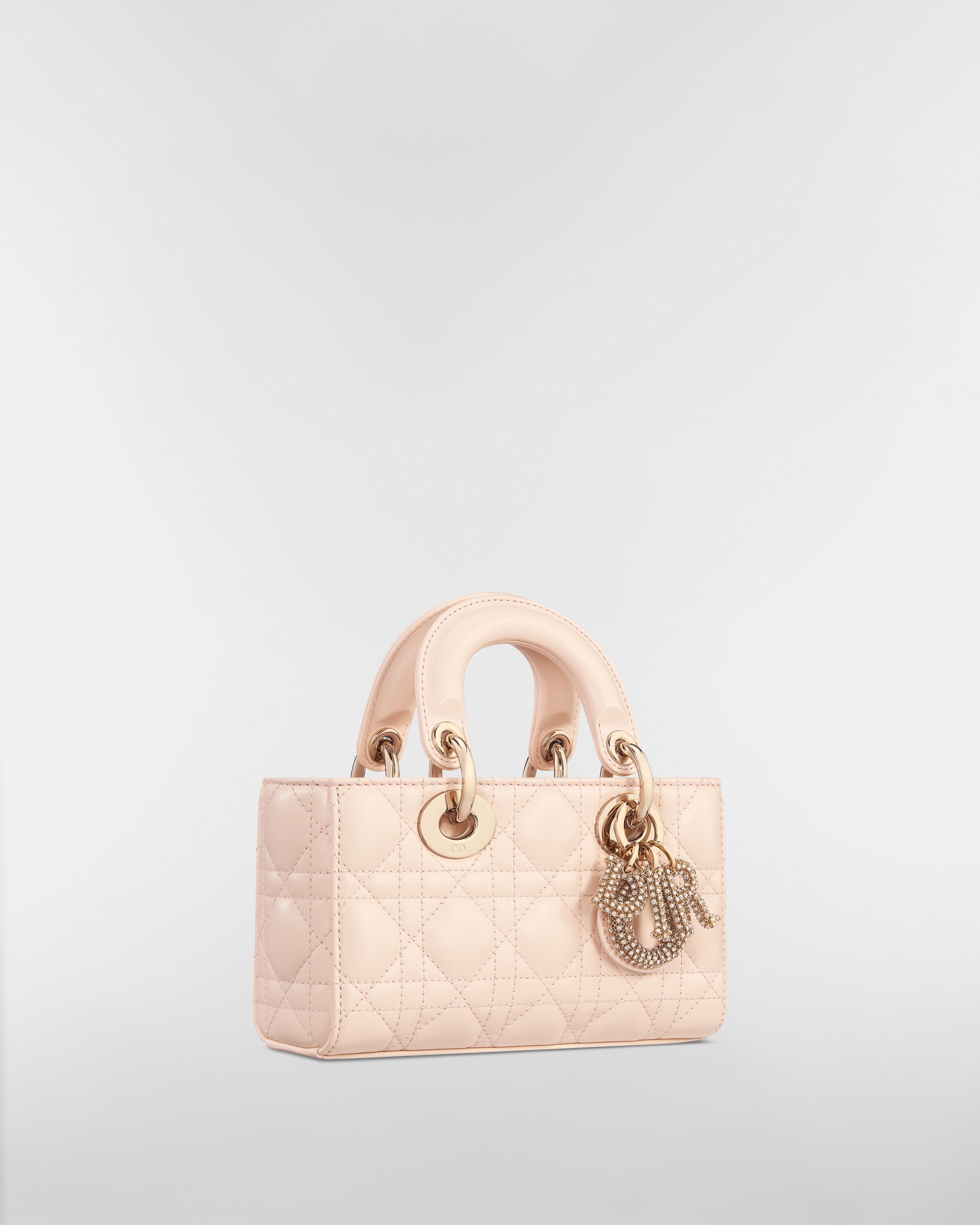 迷你 Lady D-Joy 手袋 沙石粉色羊皮革藤格纹 E03