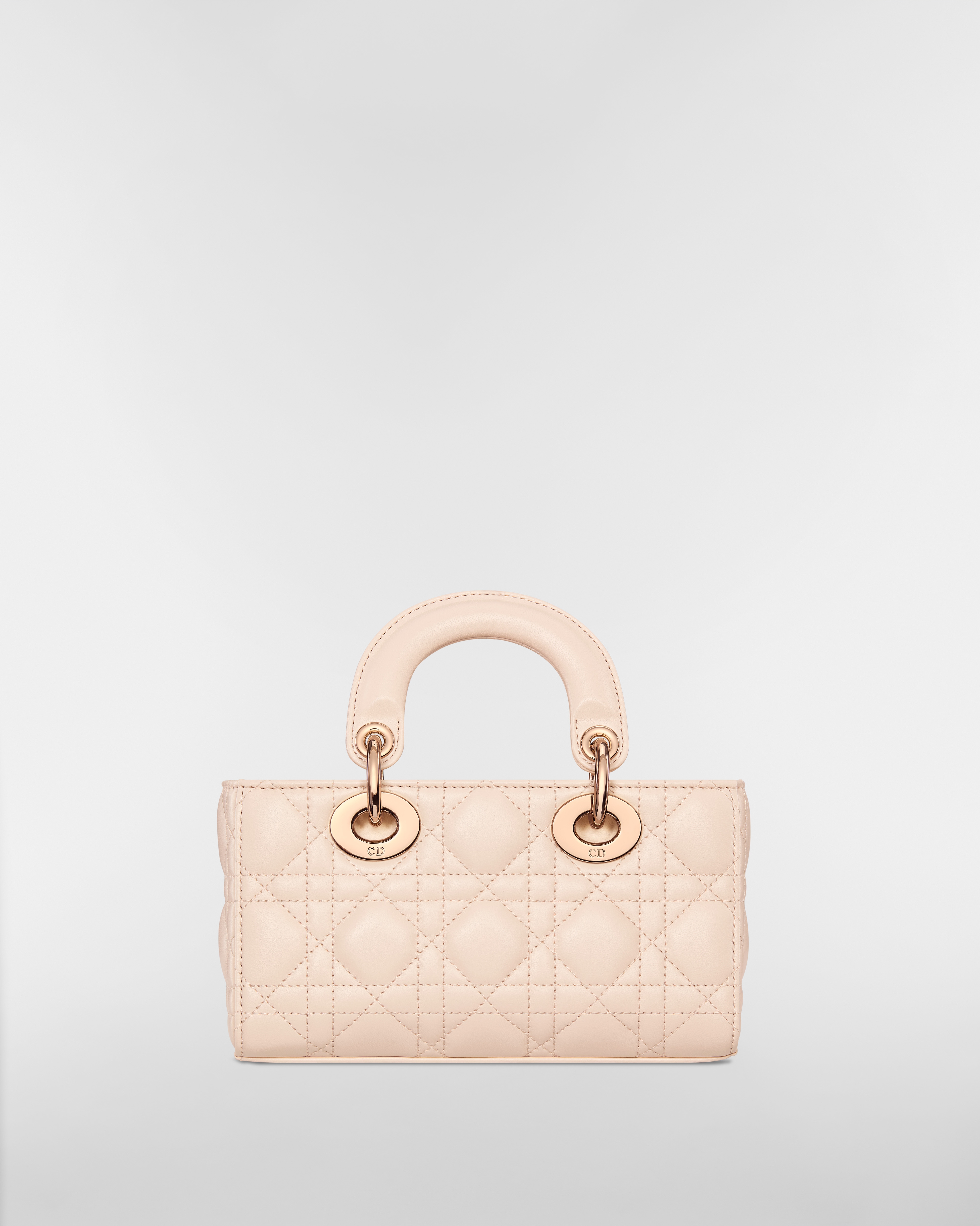 迷你 Lady D-Joy 手袋 沙石粉色羊皮革藤格纹 E08