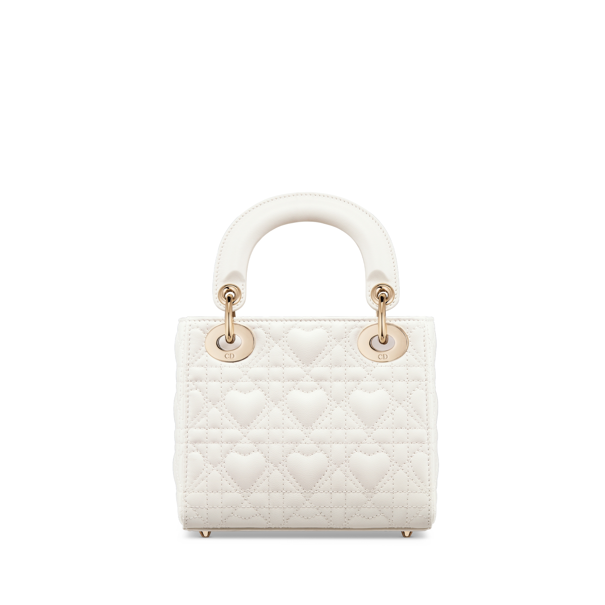 迷你 Dior Lucky Lady Dior 手袋 奶白色羊皮革藤格纹心形图案 E08