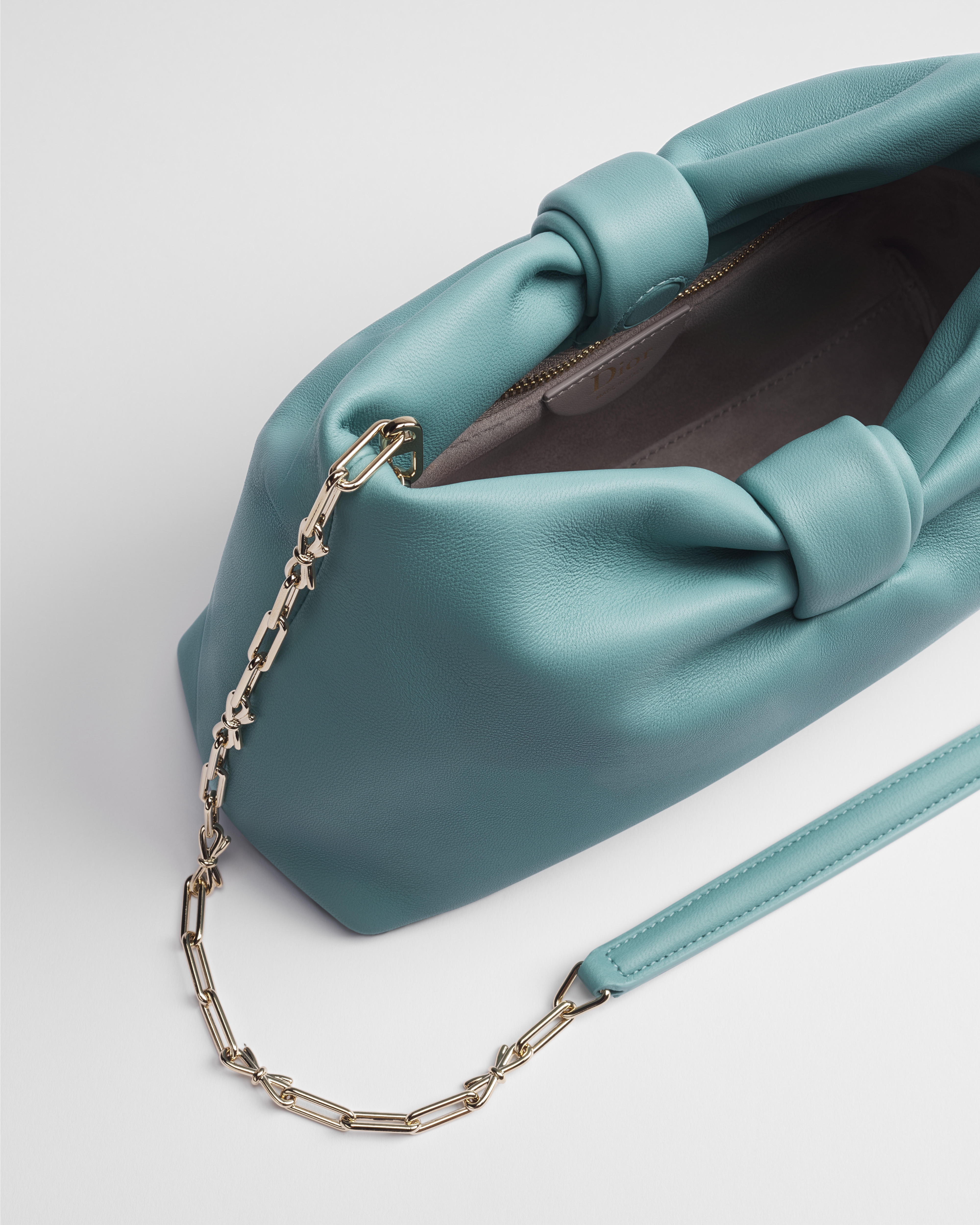 小号 Dior Bow 手袋 碧玺蓝羊皮革 E06