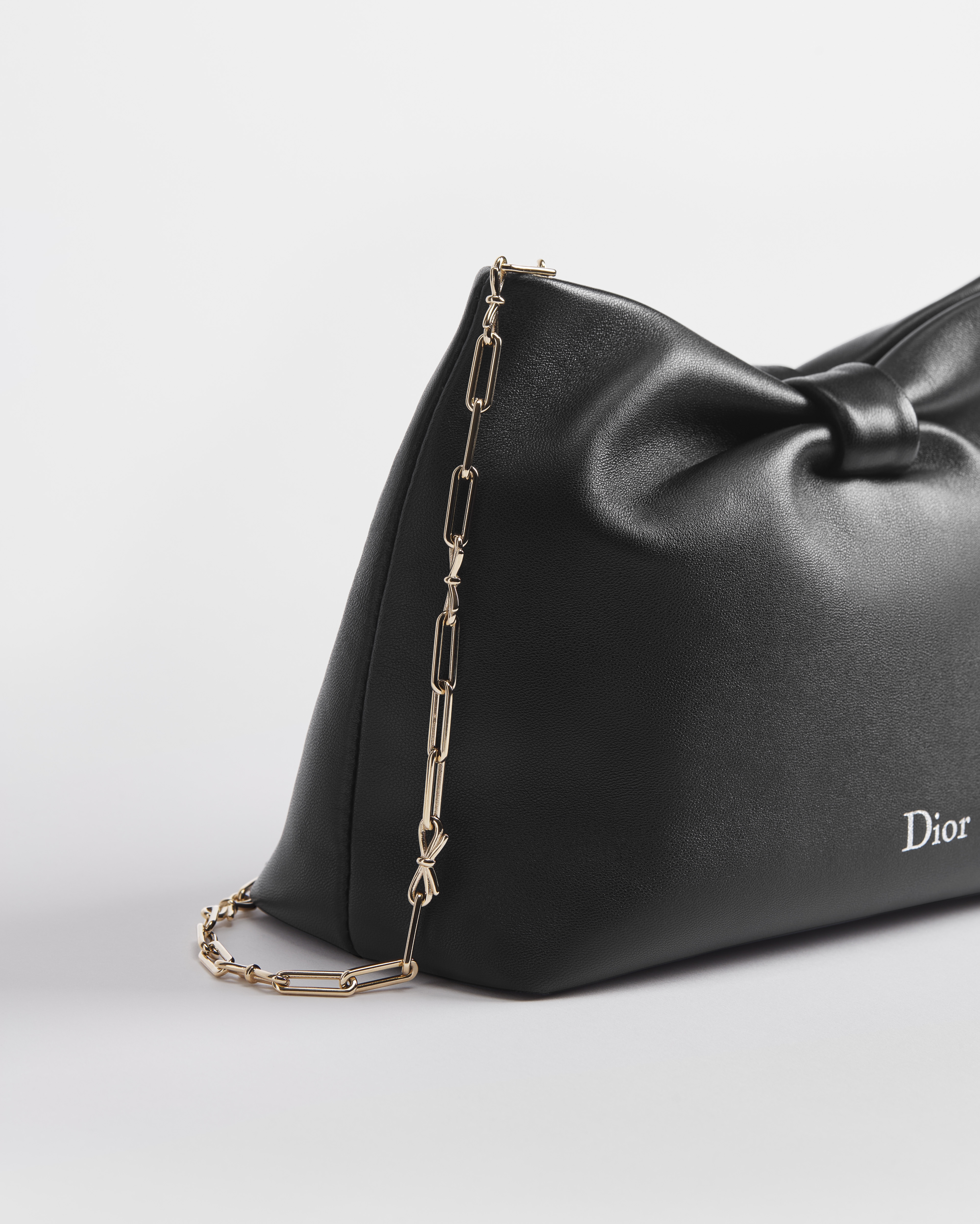 小号 Dior Bow 手袋 黑色羊皮革 E10