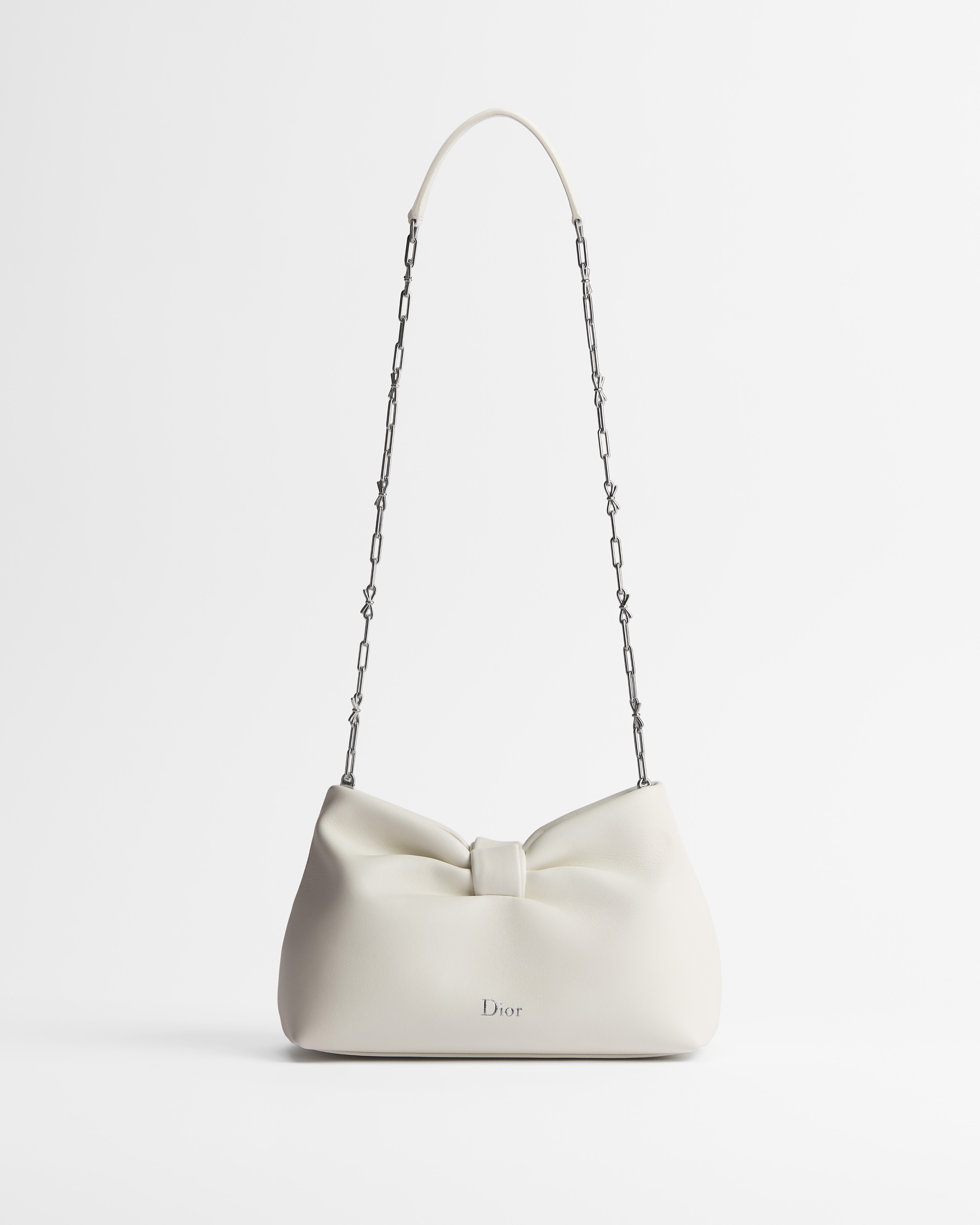 小号 Dior Bow 手袋 奶白色羊皮革 E07