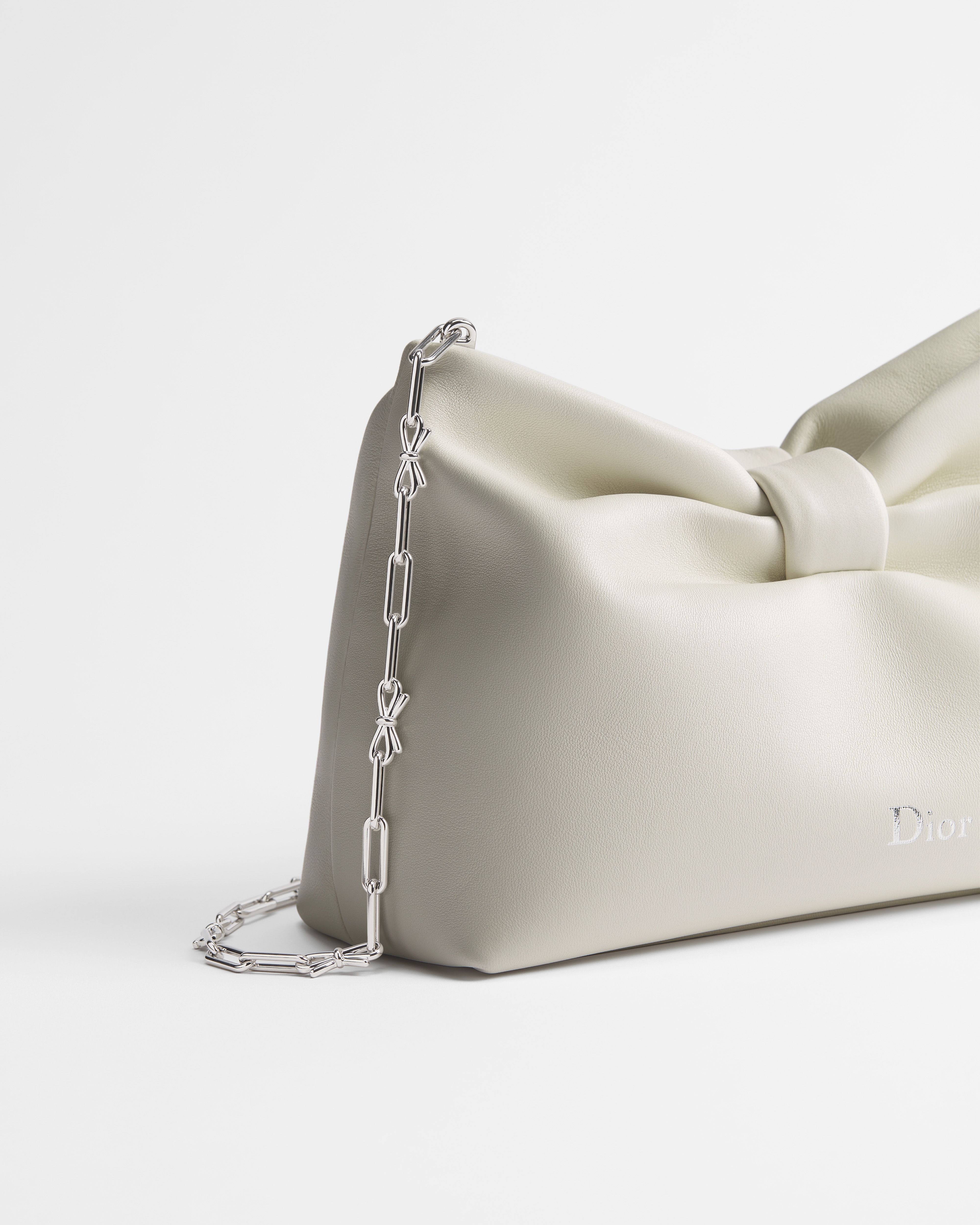 小号 Dior Bow 手袋 奶白色羊皮革 E10