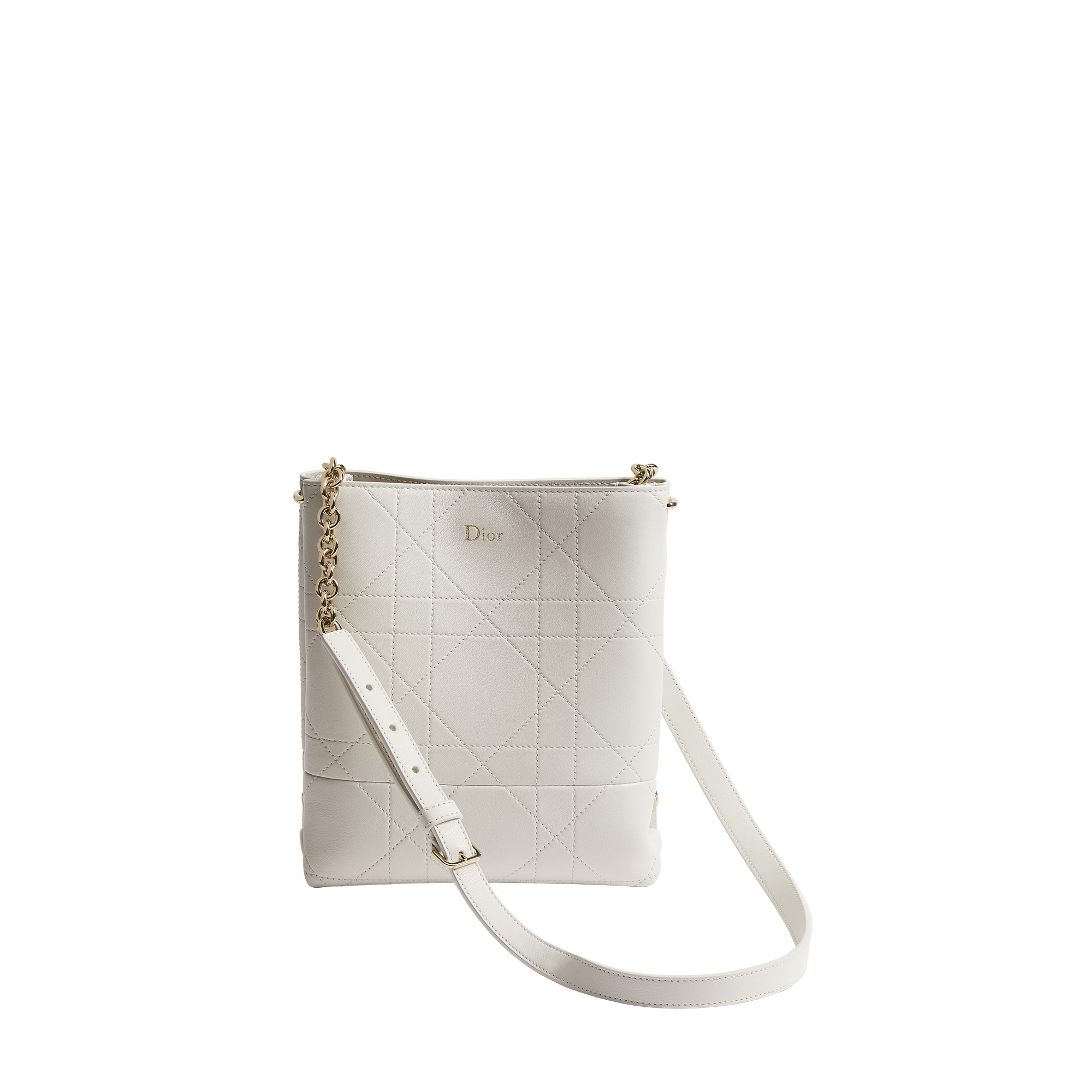  奶白色羊皮革扁平超大藤格纹