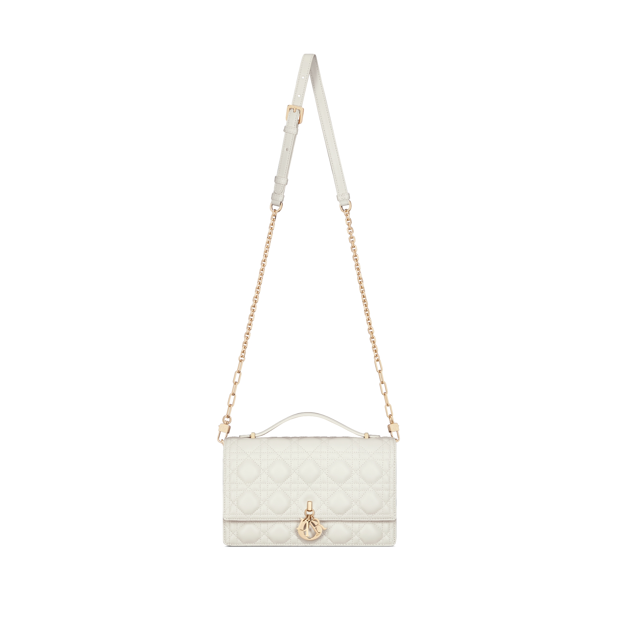 My Dior Top Handle 手袋 奶白色羊皮革藤格纹 E07