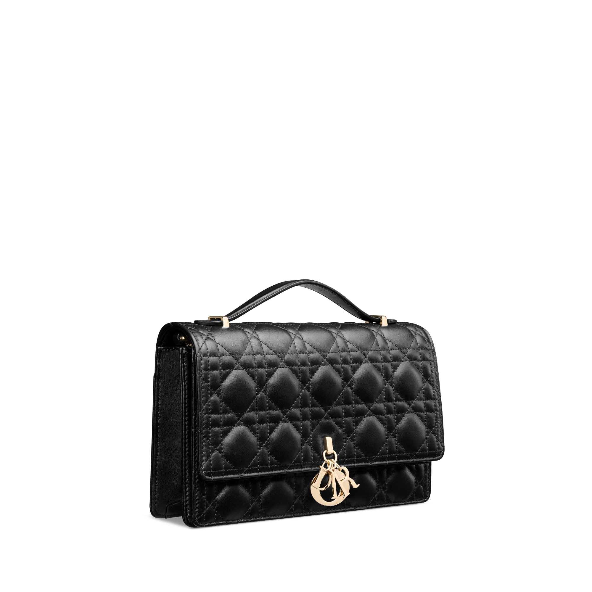 My Dior Top Handle 手袋 黑色羊皮革藤格纹 E03