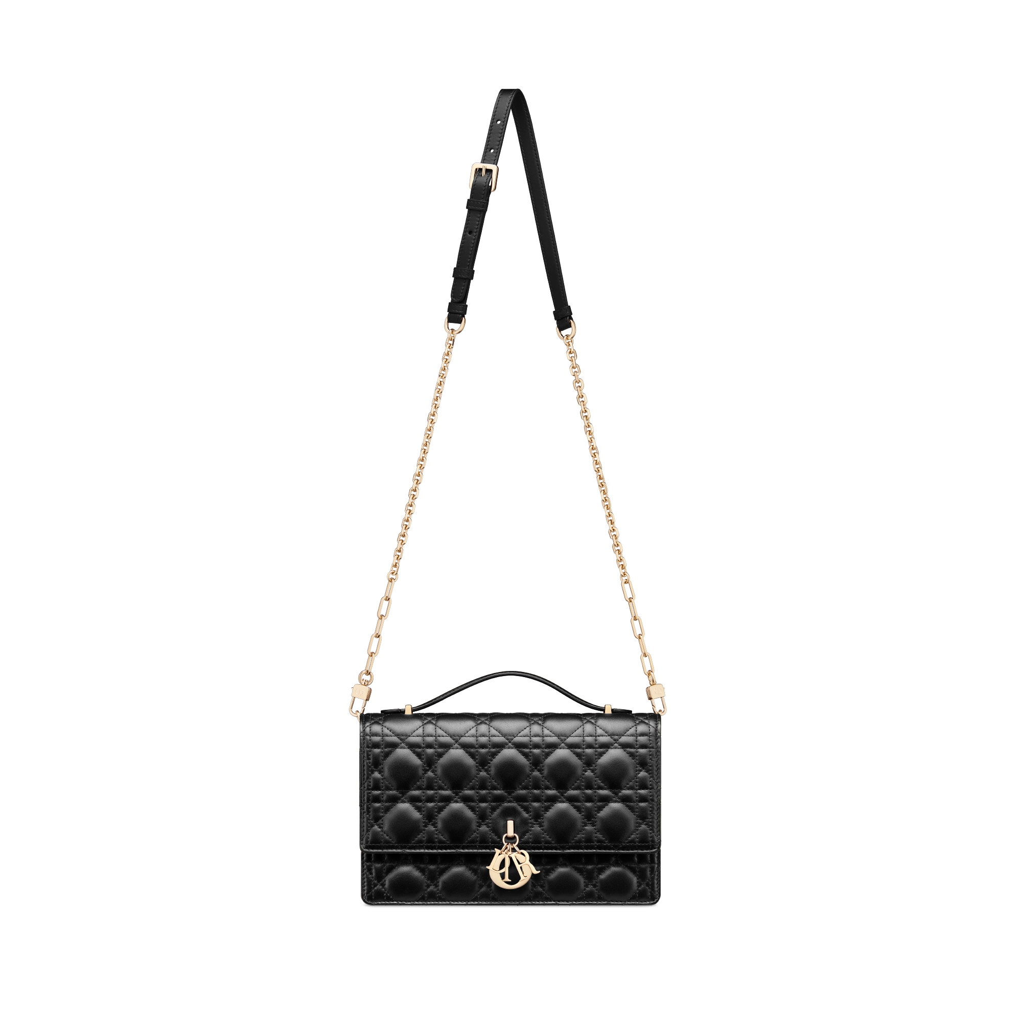 My Dior Top Handle 手袋 黑色羊皮革藤格纹 E07