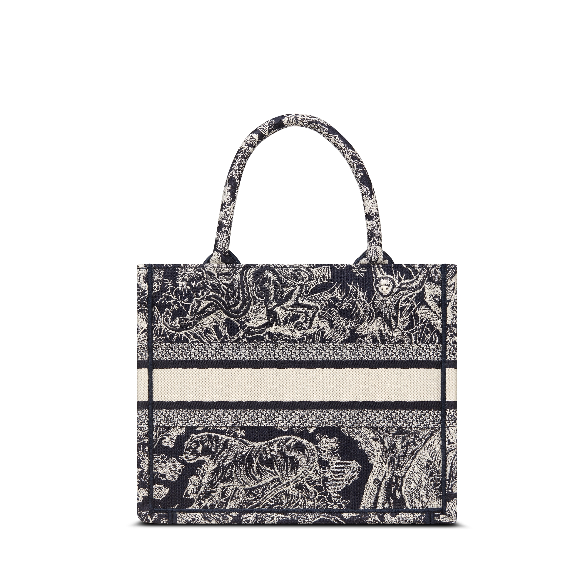小号 Book Tote 手袋 蓝色和白色 Reverse 茹伊印花刺绣 (26.5 x 22 x 14 厘米) E08