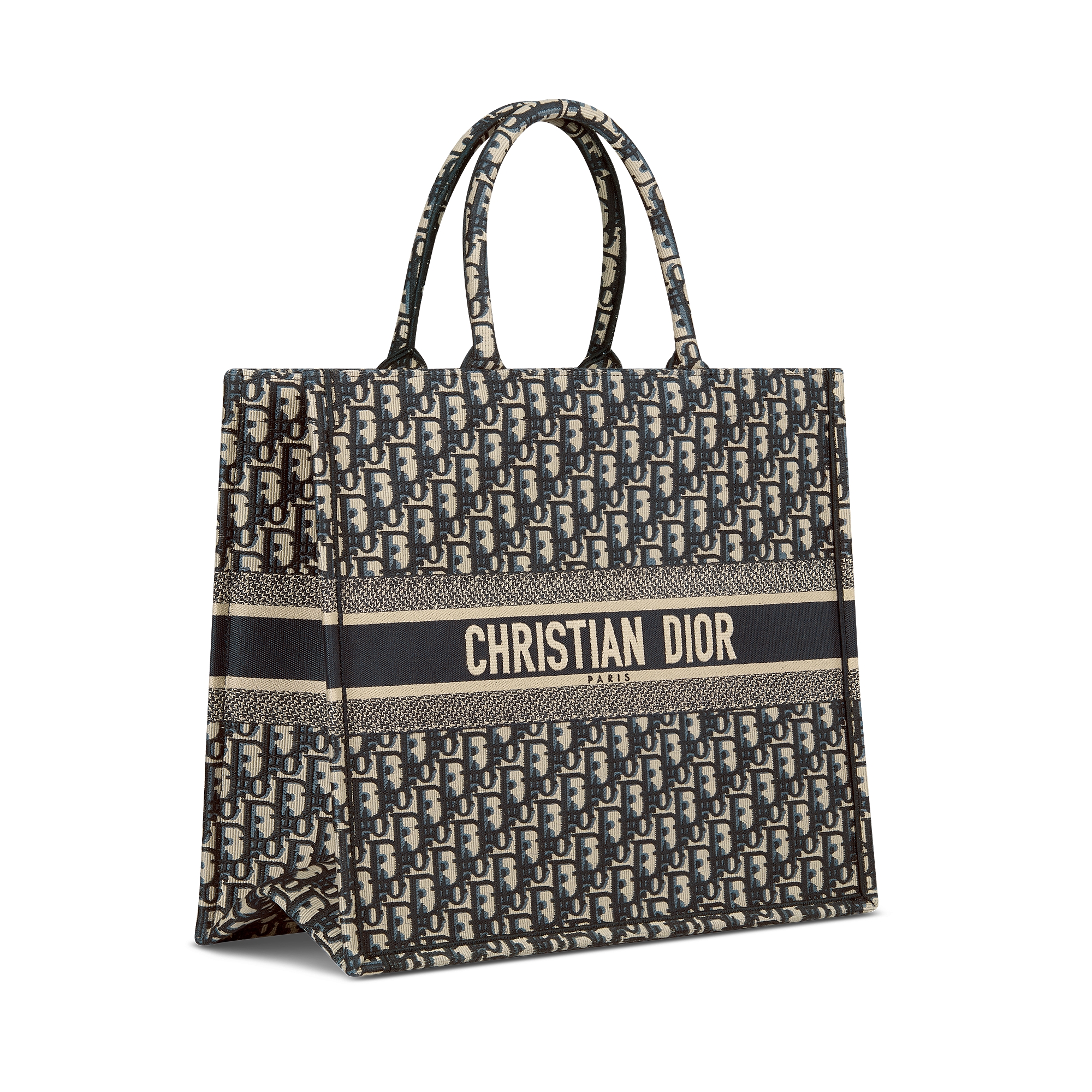 大号 Book Tote 手袋 米白色和蓝色 Oblique 印花面料（42 x 35 x 18.5 厘米） E03